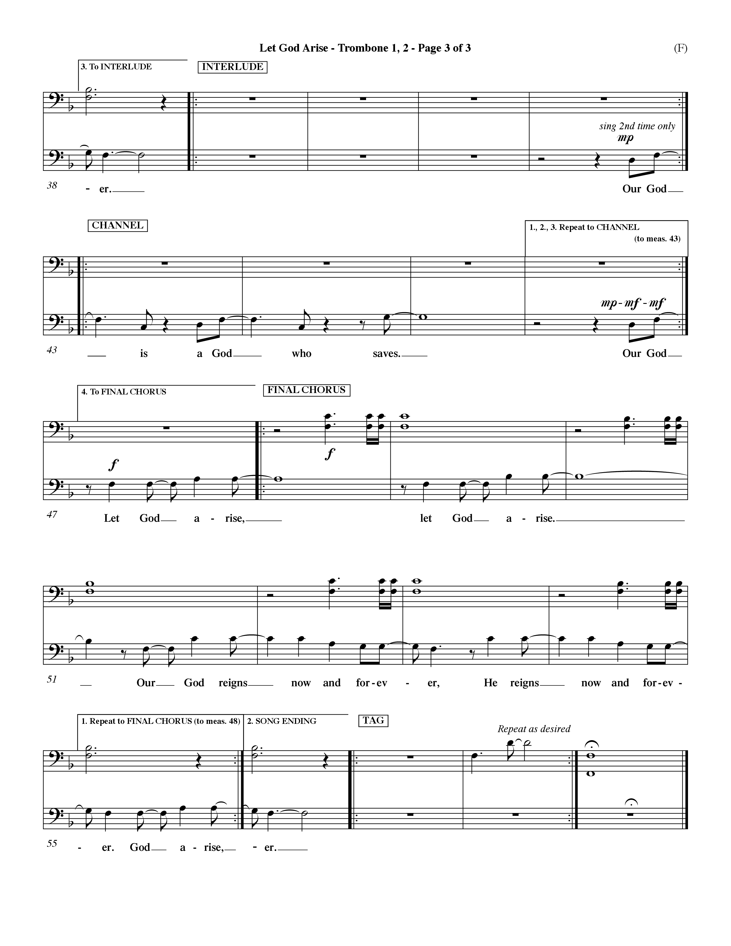 Let God Arise (Choral Anthem SATB) Trombone 1/2 (Word Music Choral / Orch. Dave Williamson)
