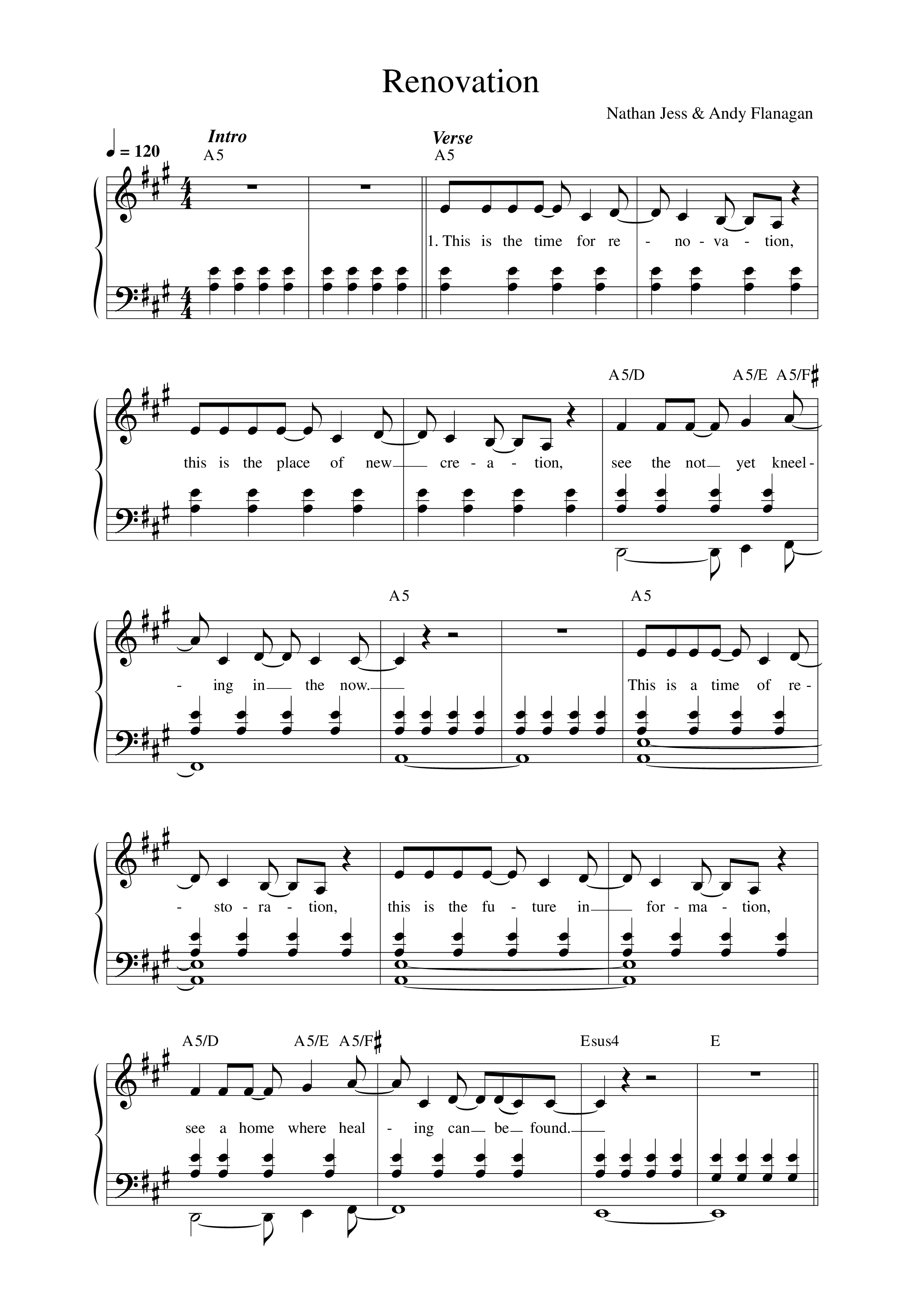Renovation Lead Sheet Melody (Boundless)