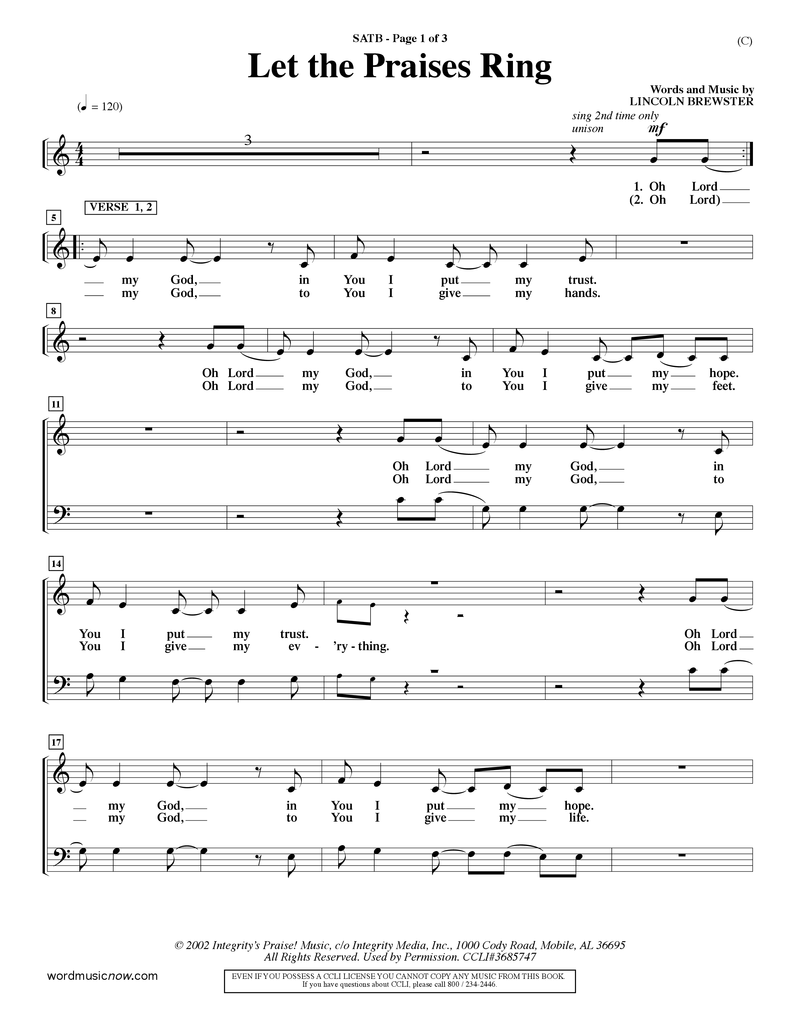 Let The Praises Ring Choral Anthem SATB Choir Sheet (SATB) (Word Music Choral / Orch. Dave Williamson)