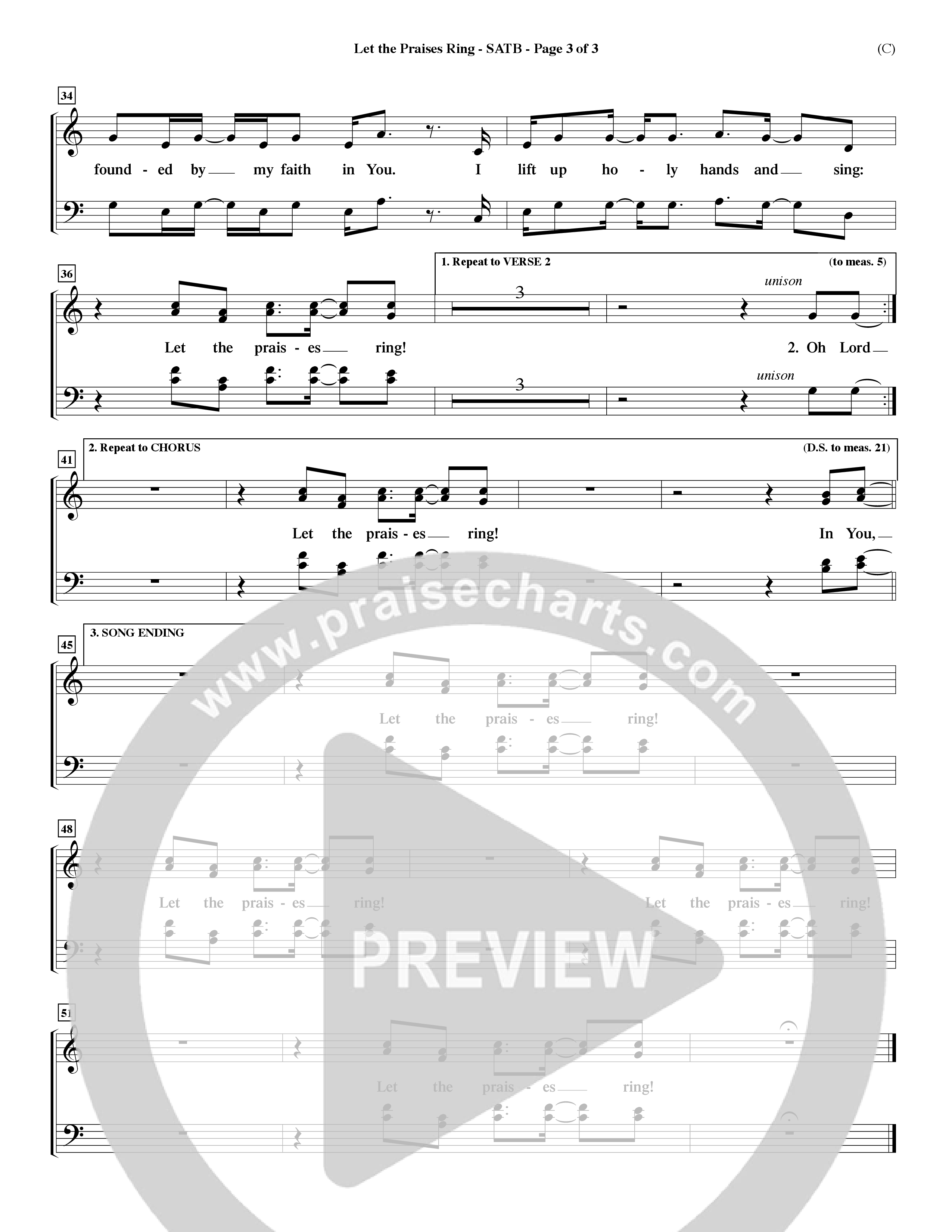 Let The Praises Ring Choral Anthem SATB Choir Sheet (SATB) (Word Music Choral / Orch. Dave Williamson)
