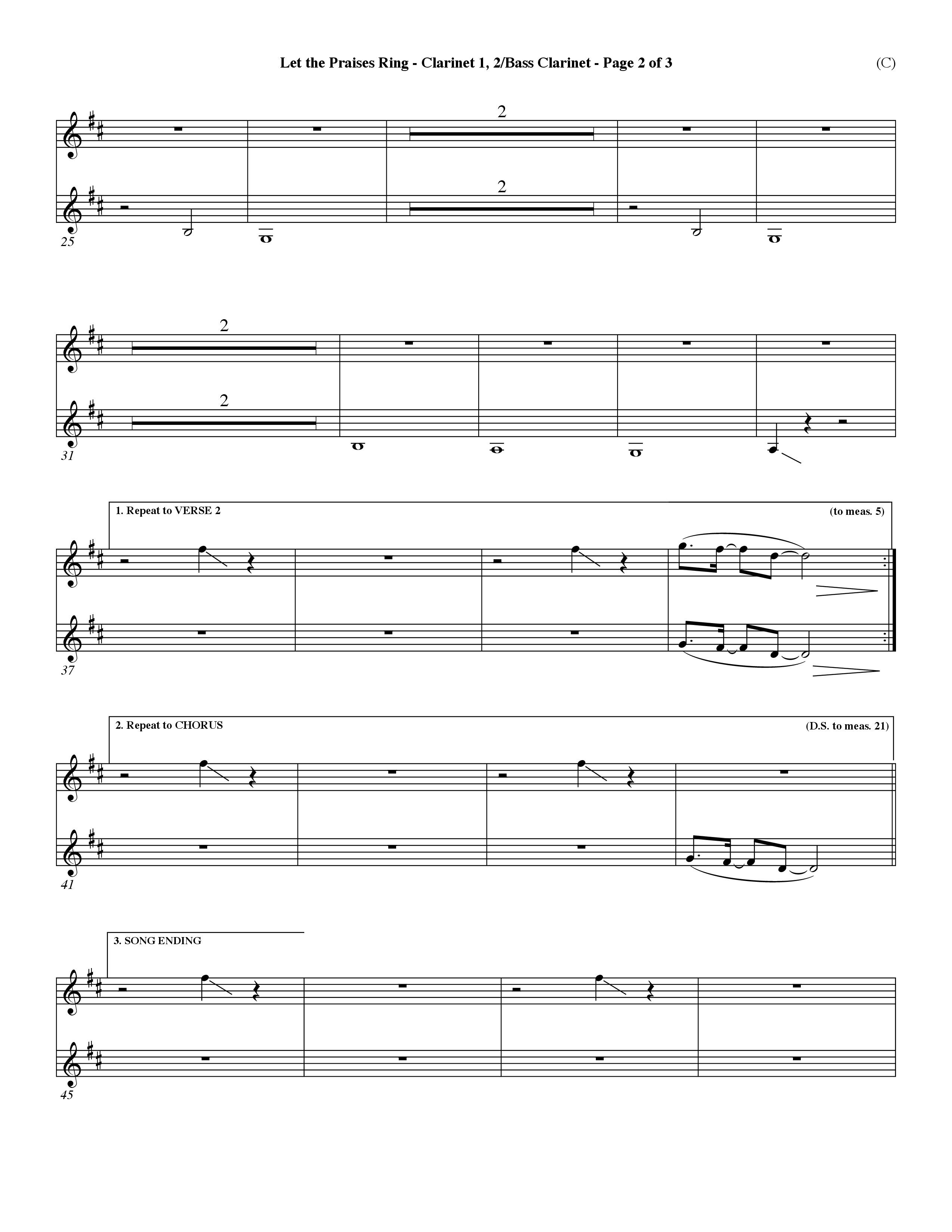 Let The Praises Ring Choral Anthem SATB Clarinet 1/2, Bass Clarinet (Word Music Choral / Orch. Dave Williamson)