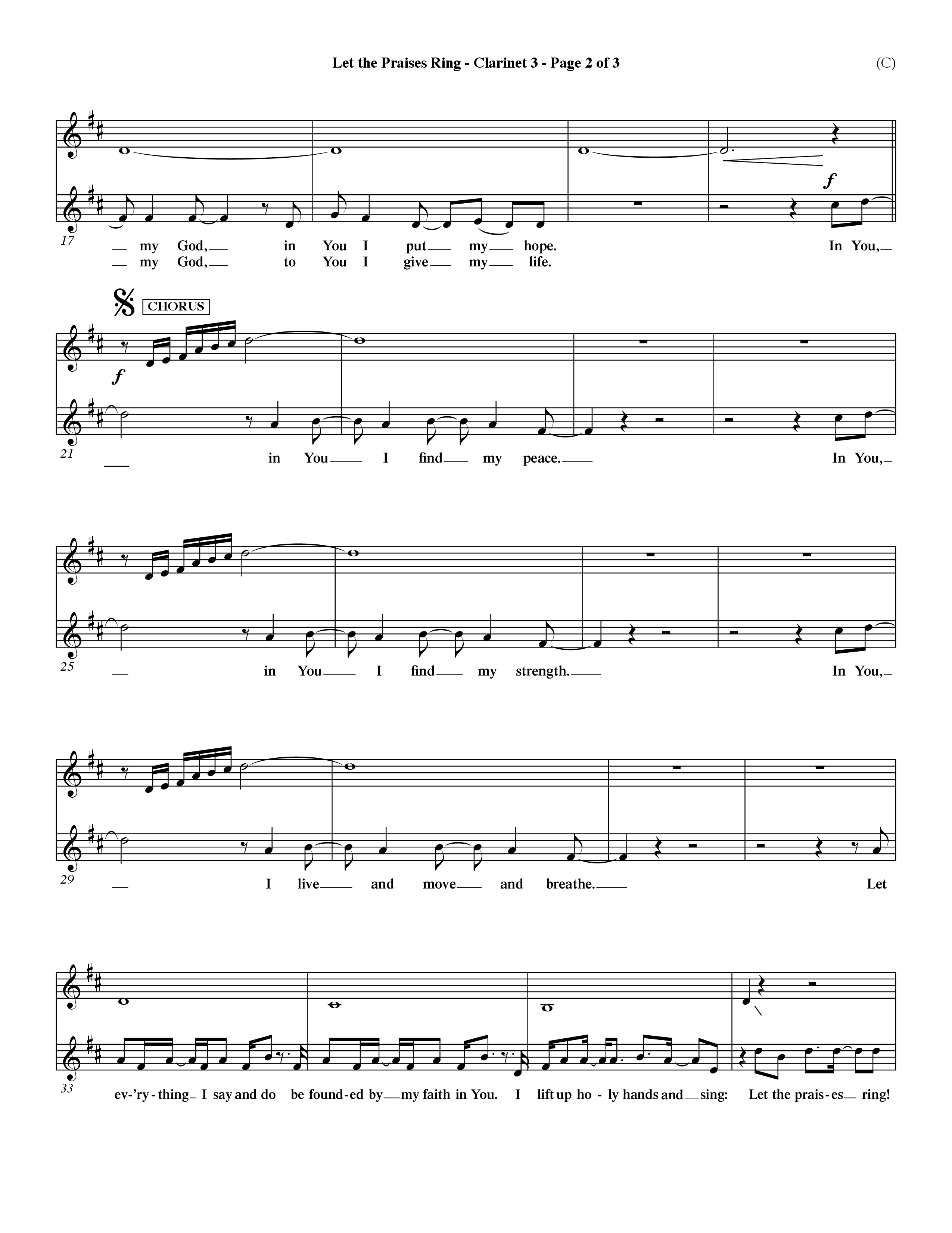 Let The Praises Ring Choral Anthem SATB Clarinet 3 (Word Music Choral / Orch. Dave Williamson)