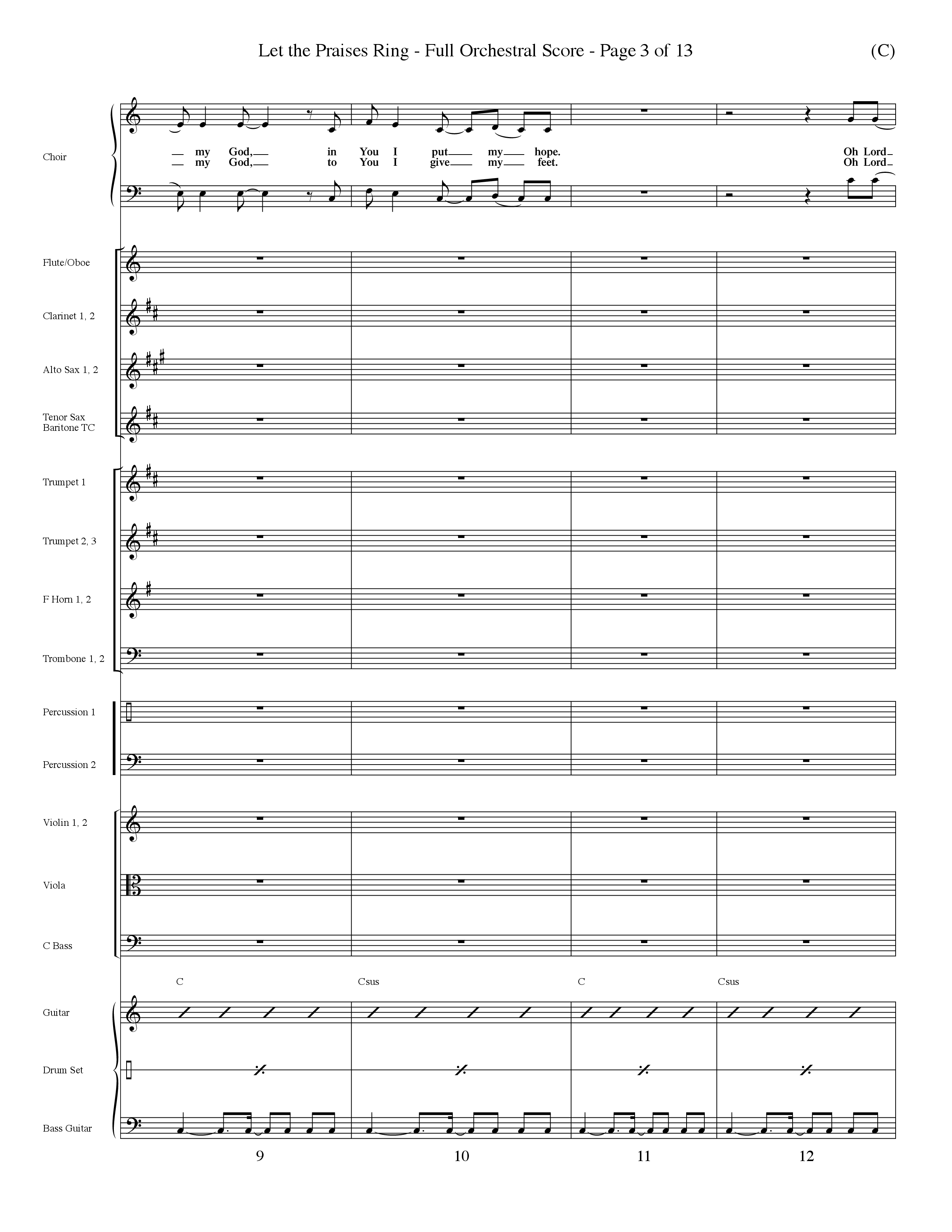 Let The Praises Ring Choral Anthem SATB Orchestration (Word Music Choral / Orch. Dave Williamson)
