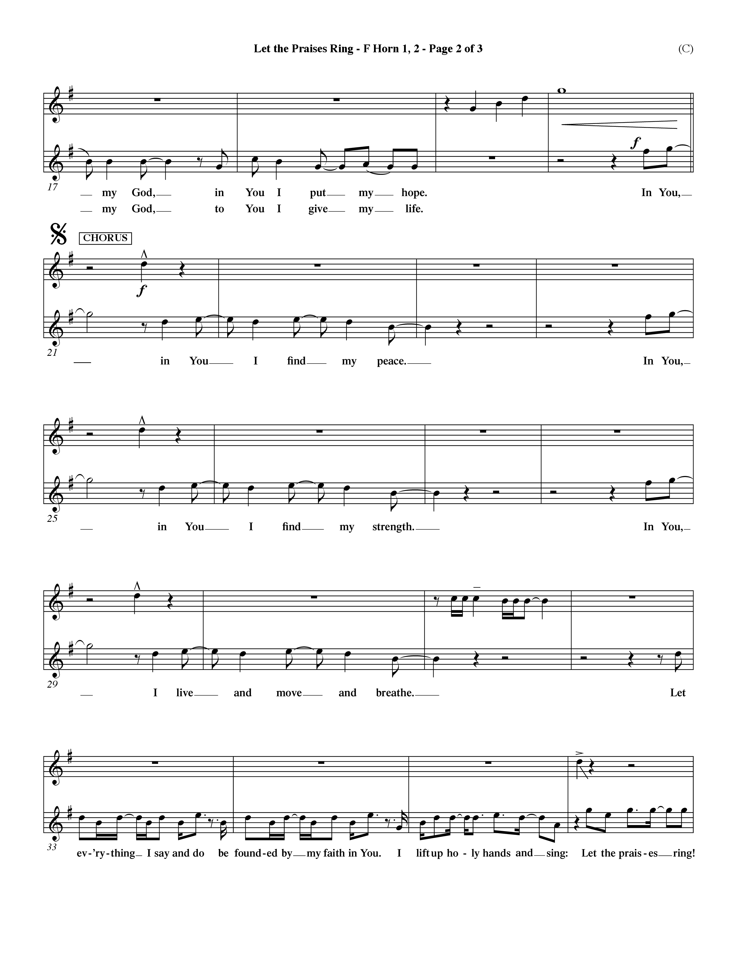 Let The Praises Ring Choral Anthem SATB French Horn (Word Music Choral / Orch. Dave Williamson)