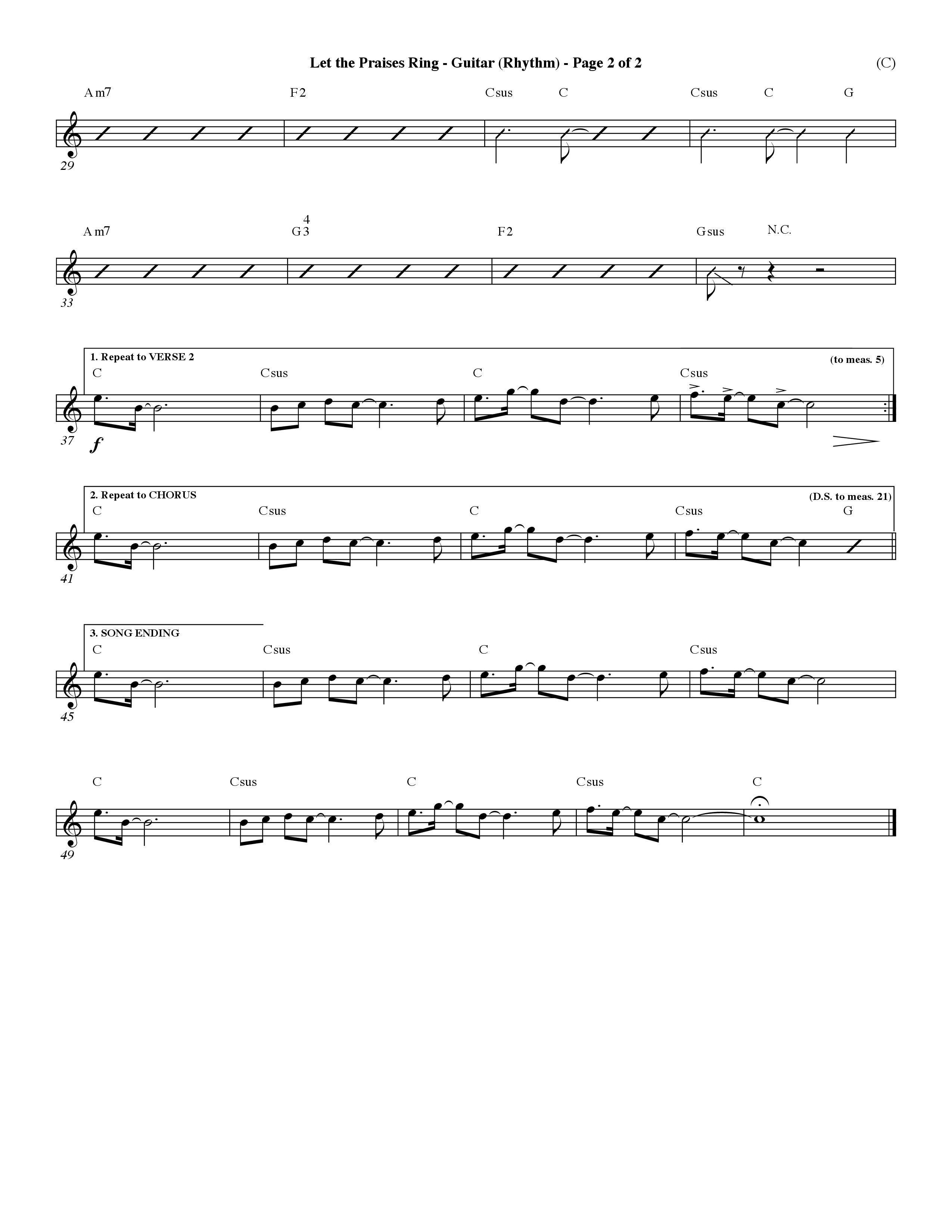 Let The Praises Ring Choral Anthem SATB Guitar (Word Music Choral / Orch. Dave Williamson)