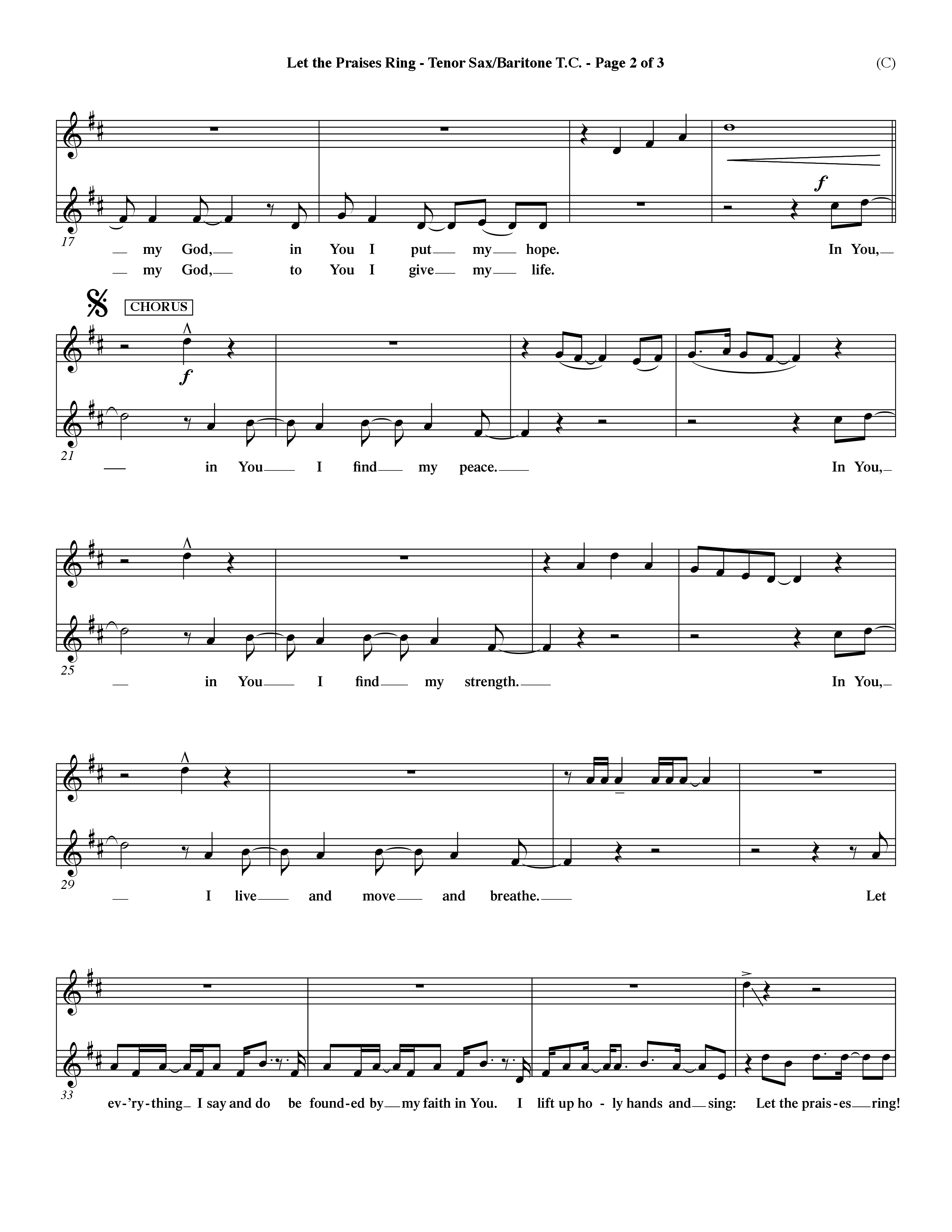 Let The Praises Ring Choral Anthem SATB Tenor Sax/Baritone T.C. (Word Music Choral / Orch. Dave Williamson)
