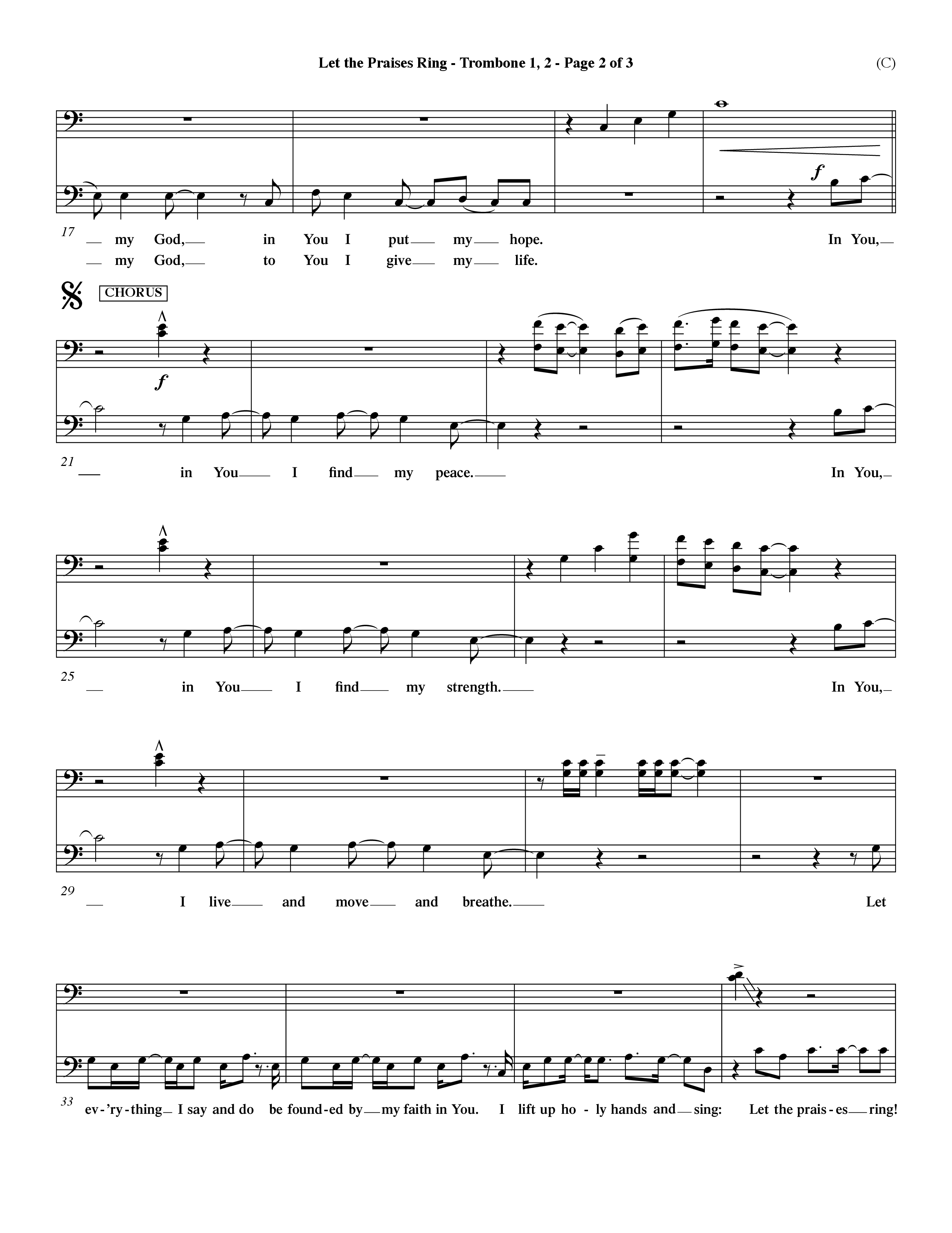 Let The Praises Ring Choral Anthem SATB Trombone 1/2 (Word Music Choral / Orch. Dave Williamson)
