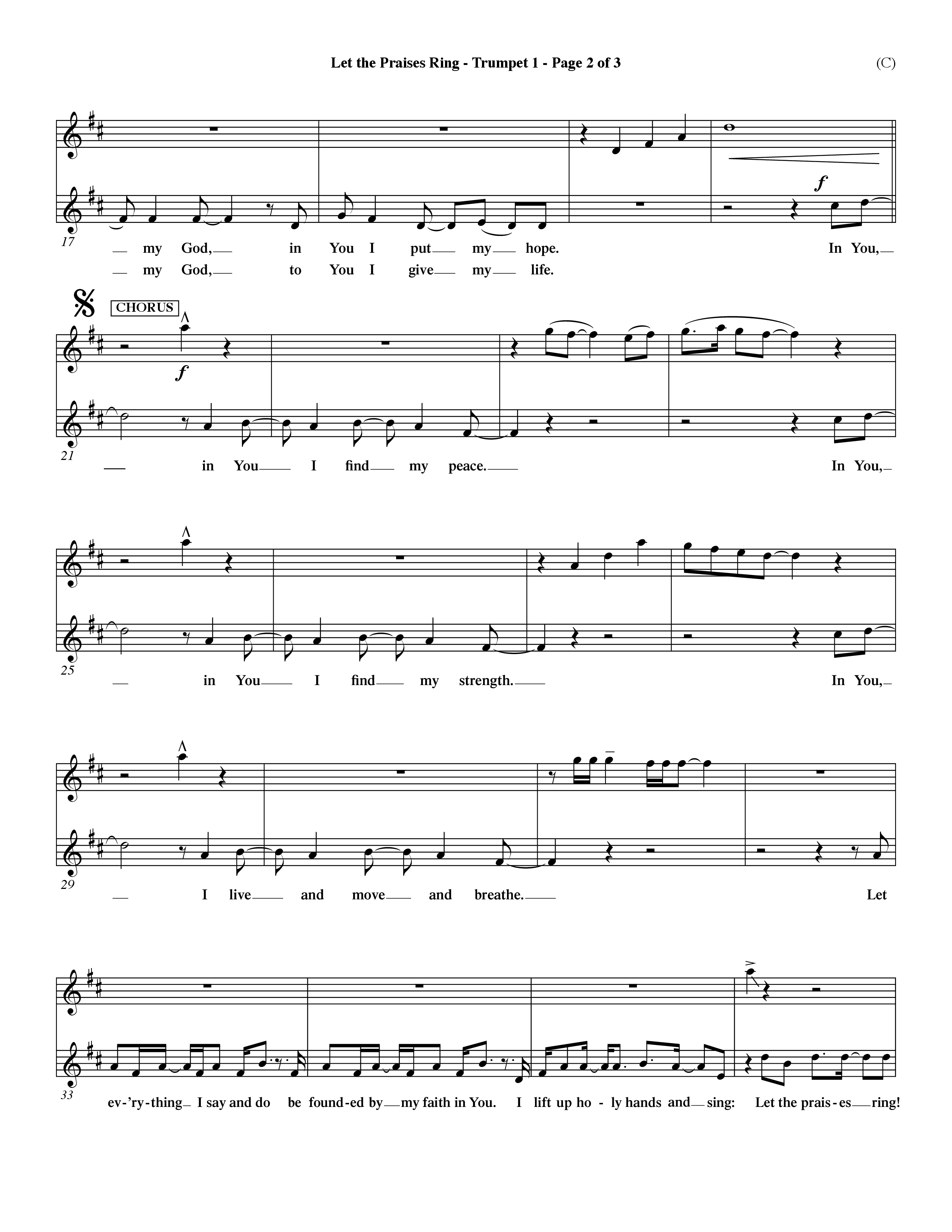 Let The Praises Ring Choral Anthem SATB Trumpet 1 (Word Music Choral / Orch. Dave Williamson)