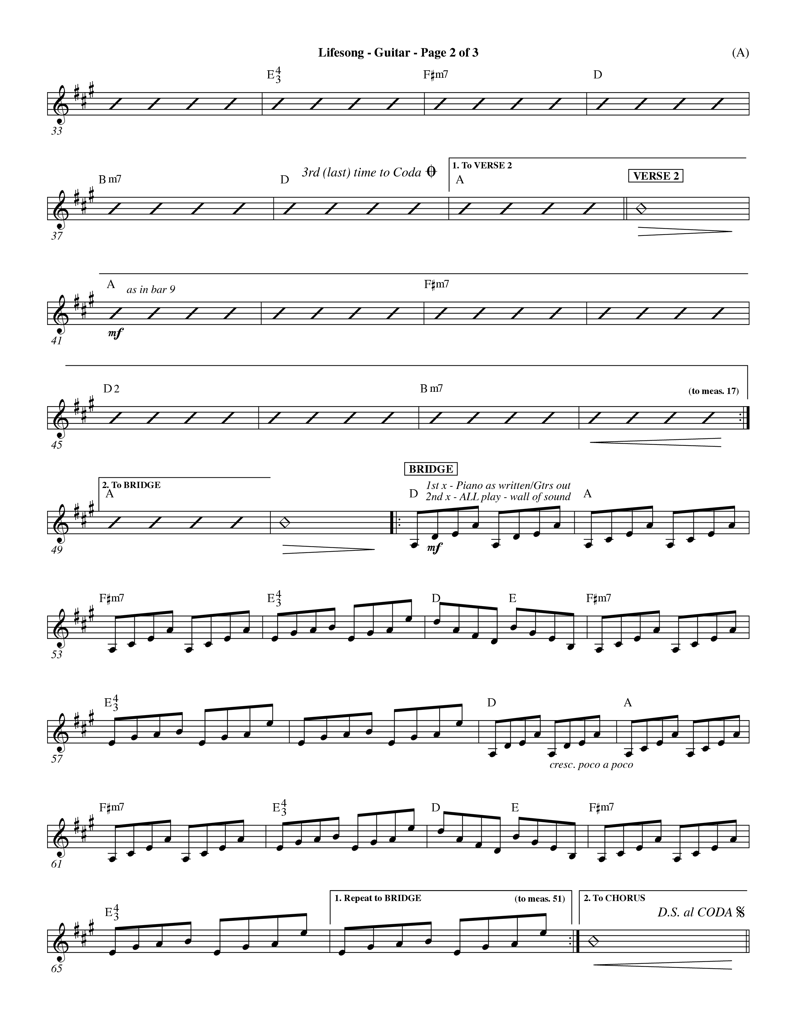 Lifesong (Choral Anthem SATB) Guitar (Word Music Choral / Orch. Dave Williamson)
