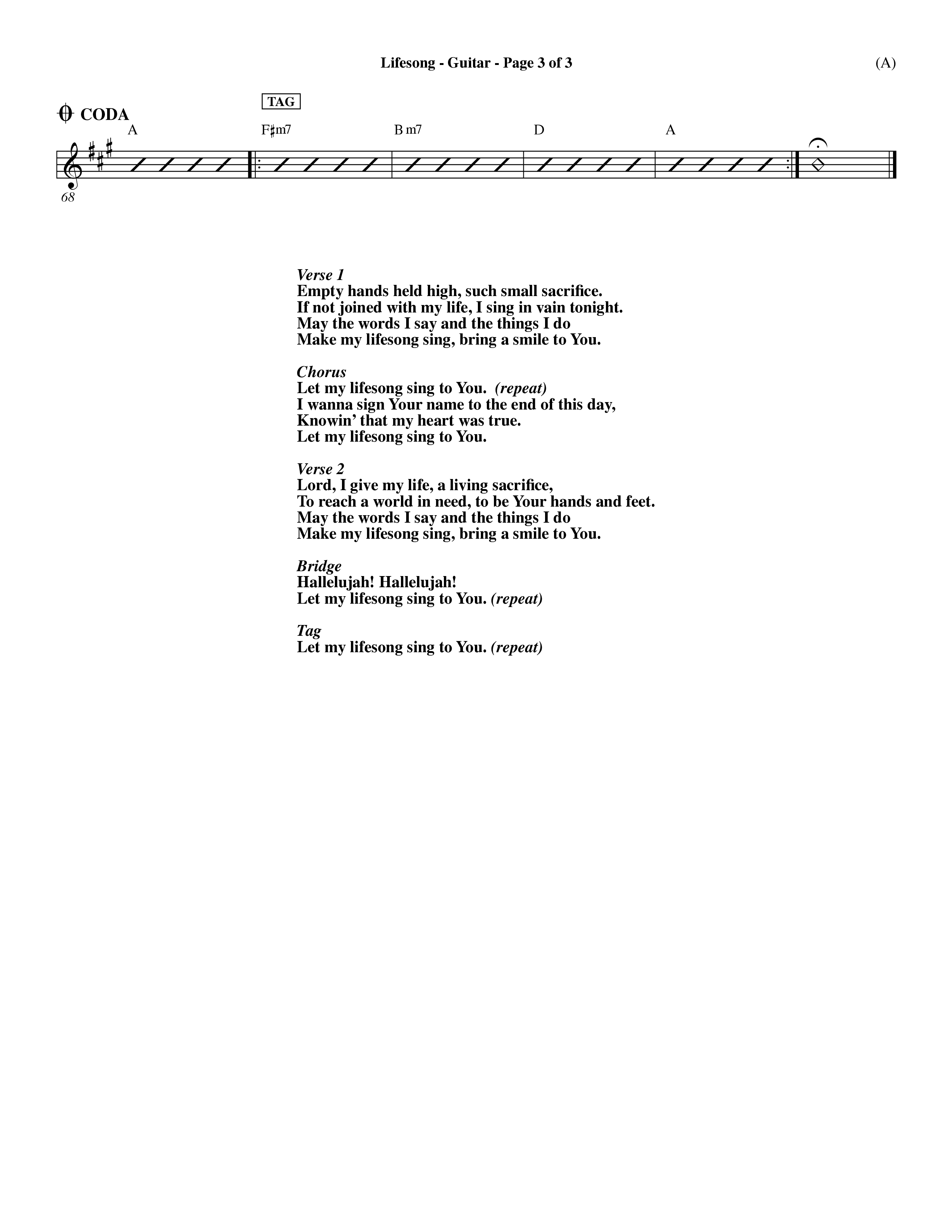 Lifesong (Choral Anthem SATB) Guitar (Word Music Choral / Orch. Dave Williamson)