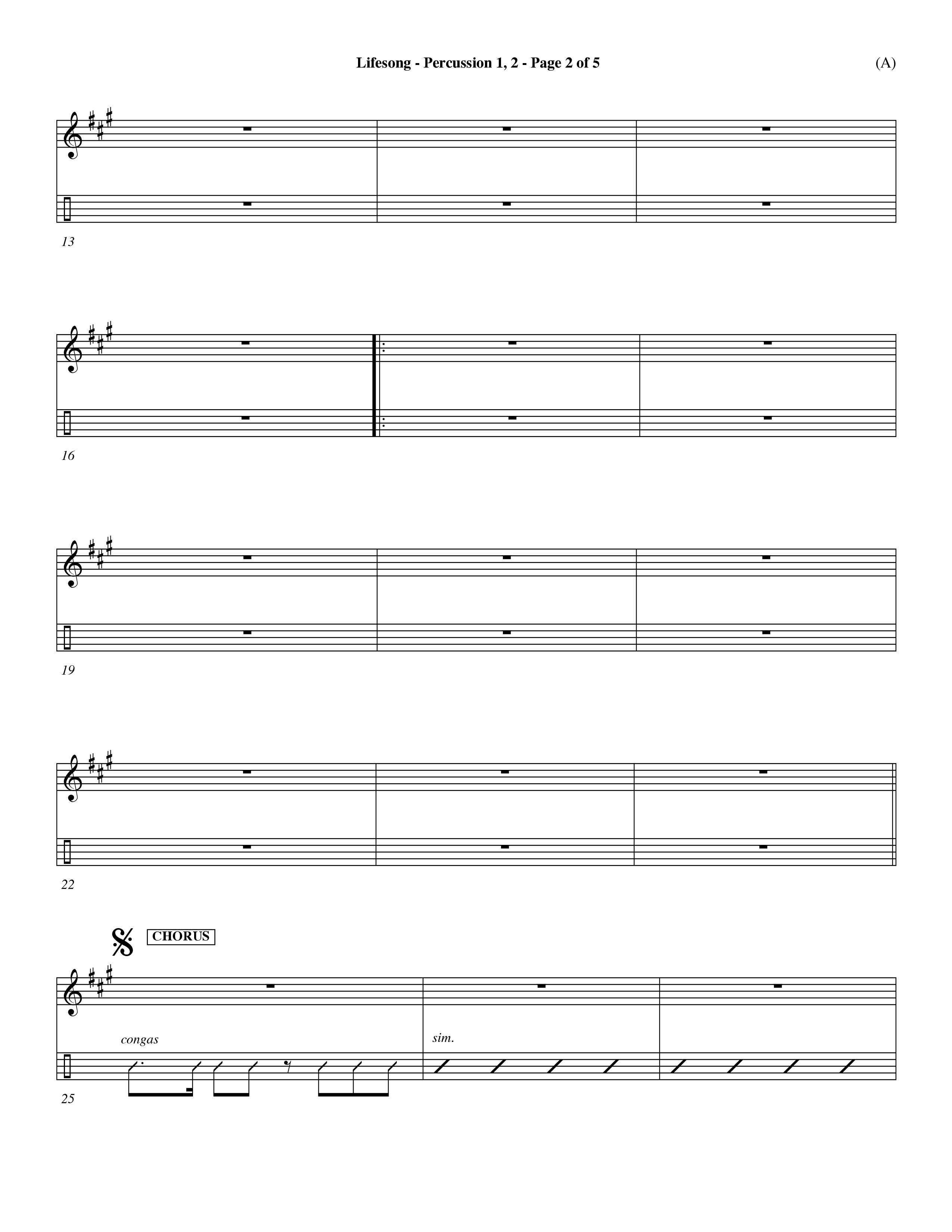 Lifesong (Choral Anthem SATB) Percussion 1/2 (Word Music Choral / Orch. Dave Williamson)