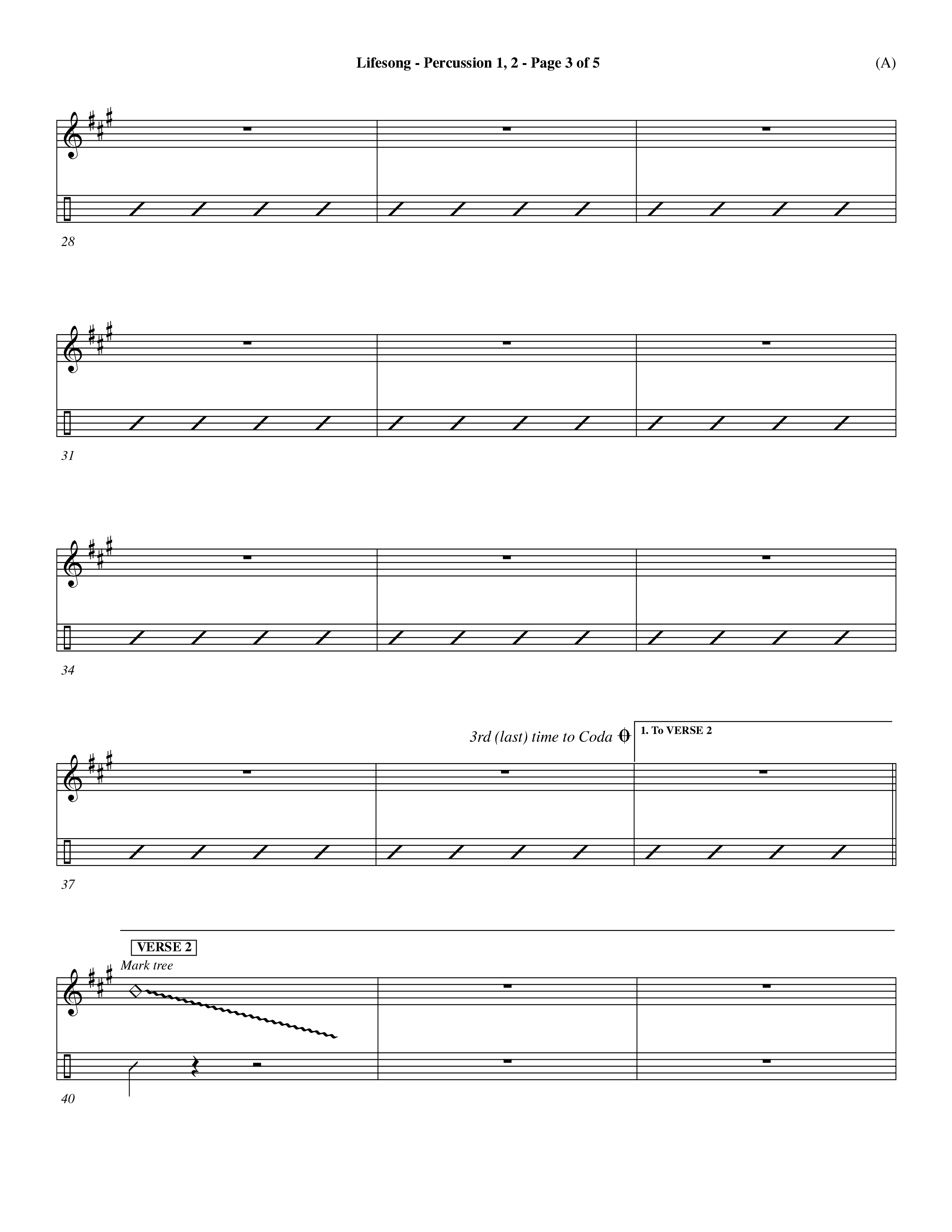 Lifesong (Choral Anthem SATB) Percussion 1/2 (Word Music Choral / Orch. Dave Williamson)