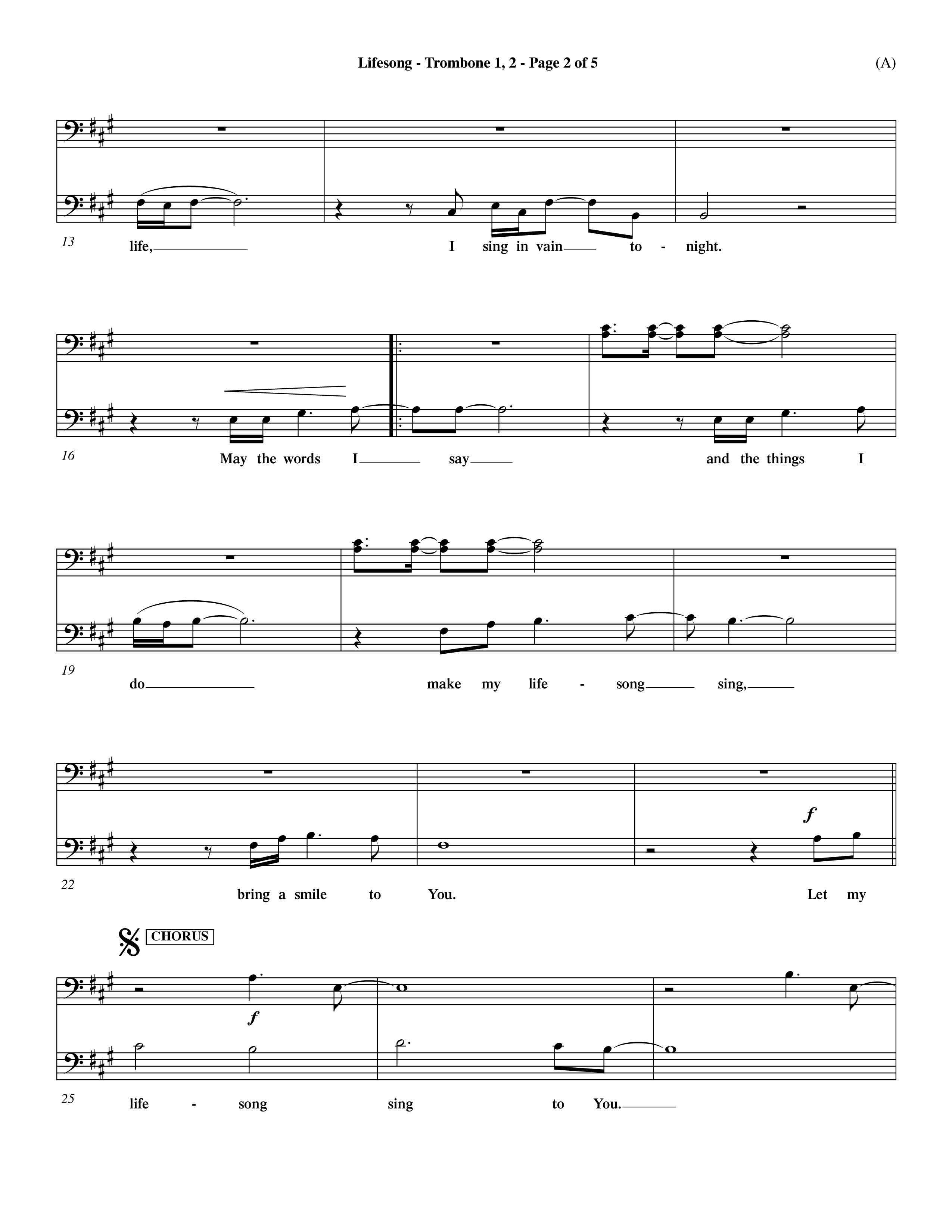 Lifesong (Choral Anthem SATB) Trombone 1/2 (Word Music Choral / Orch. Dave Williamson)