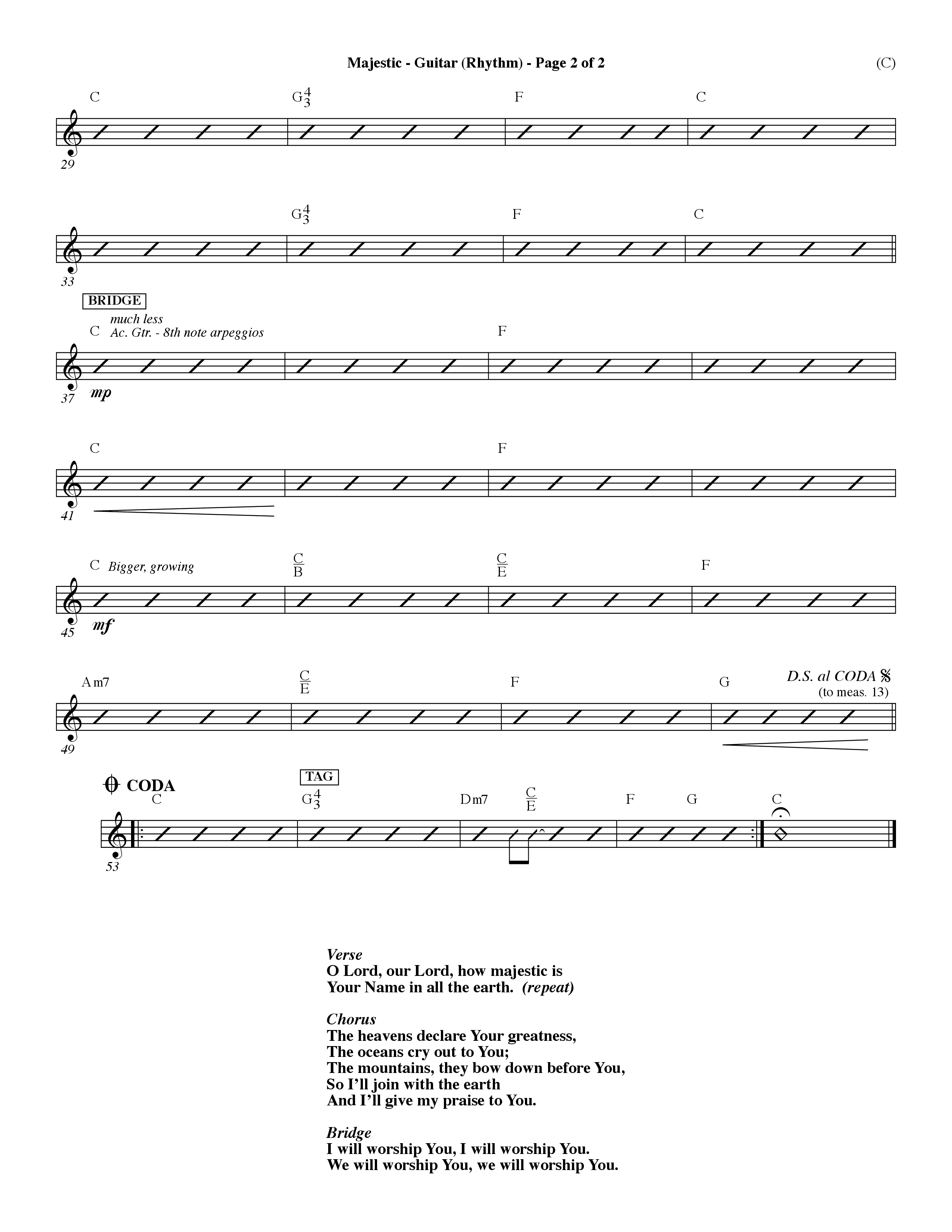 Majestic (Choral Anthem SATB) Acoustic Guitar (Word Music Choral / Orch. Dave Williamson)