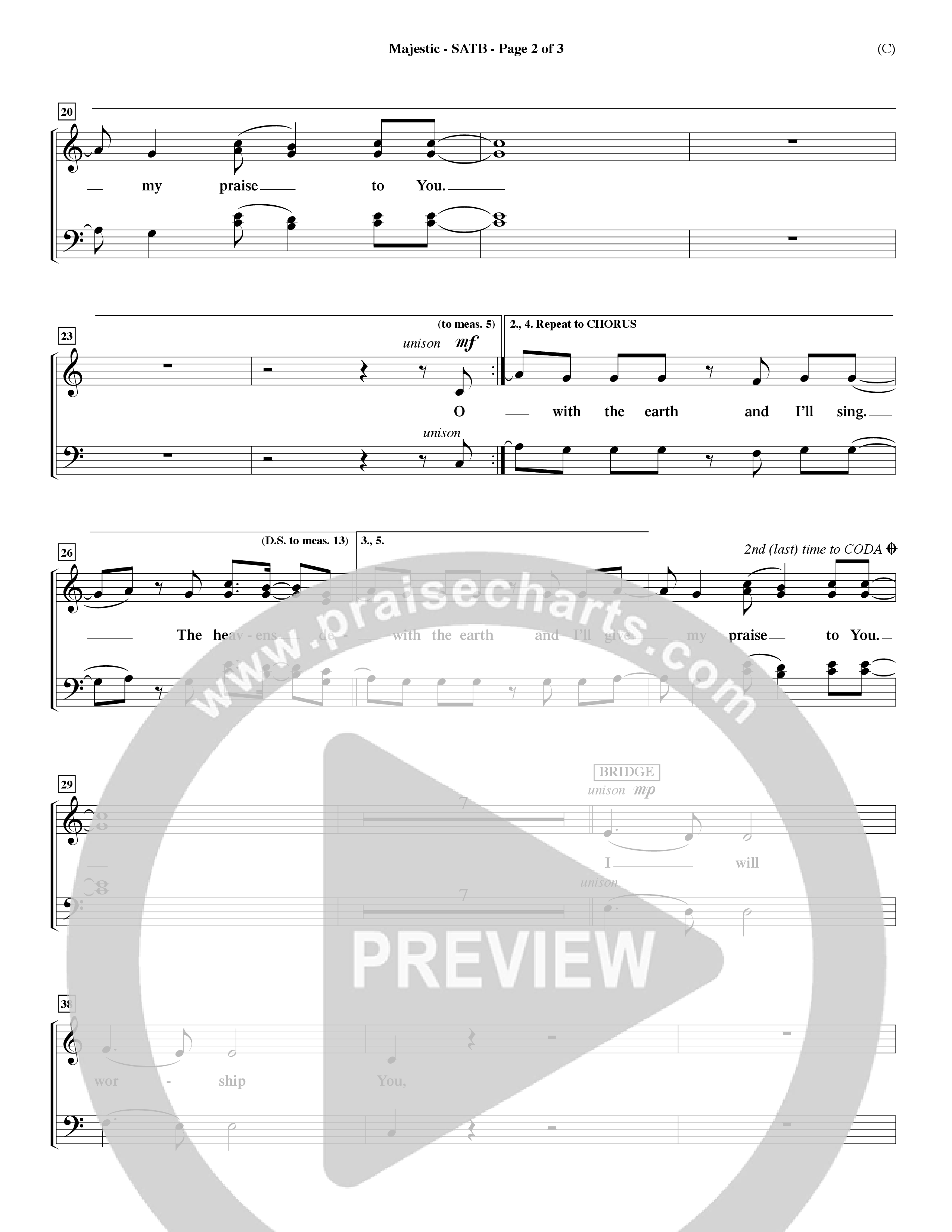 Majestic (Choral Anthem SATB) Choir Sheet (SATB) (Word Music Choral / Orch. Dave Williamson)