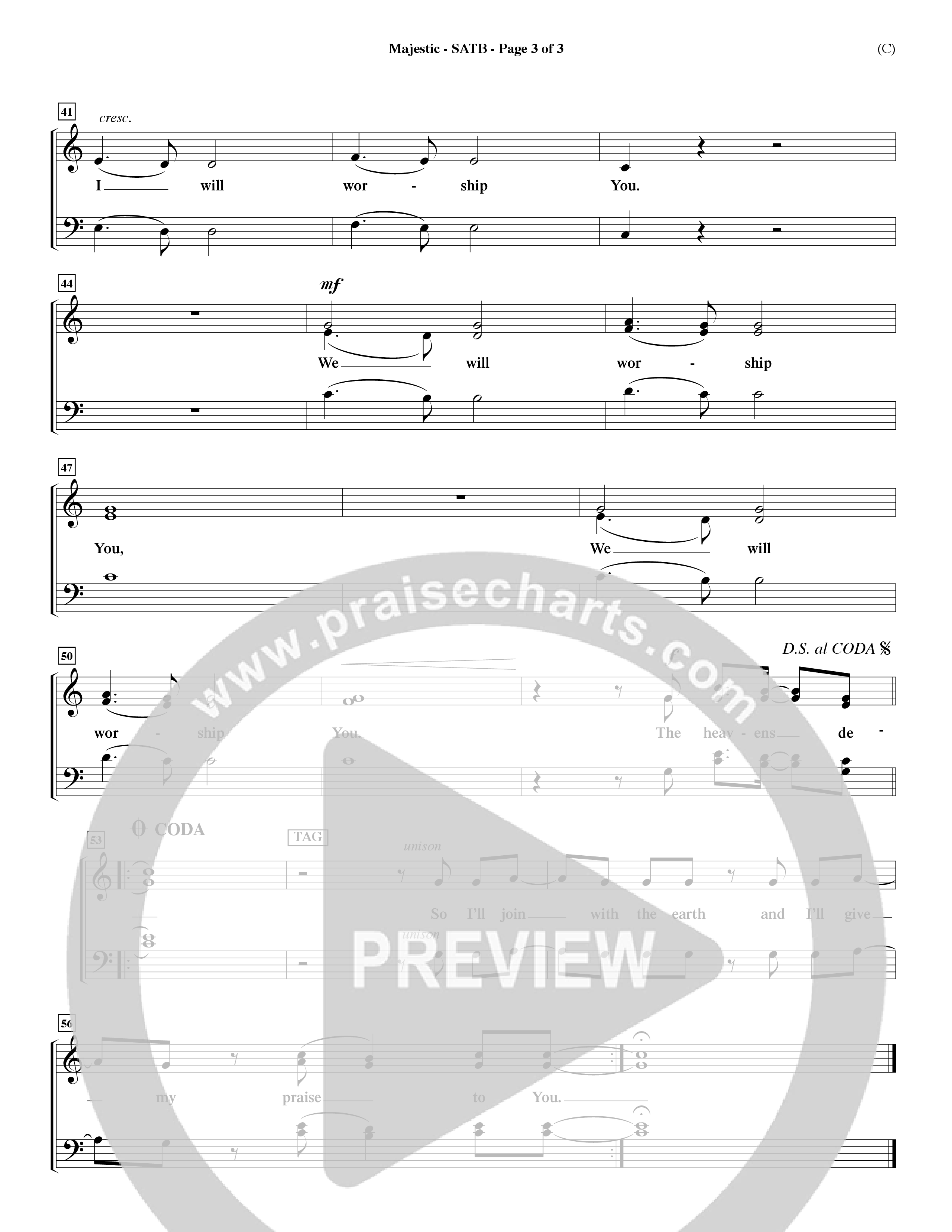 Majestic (Choral Anthem SATB) Choir Sheet (SATB) (Word Music Choral / Orch. Dave Williamson)