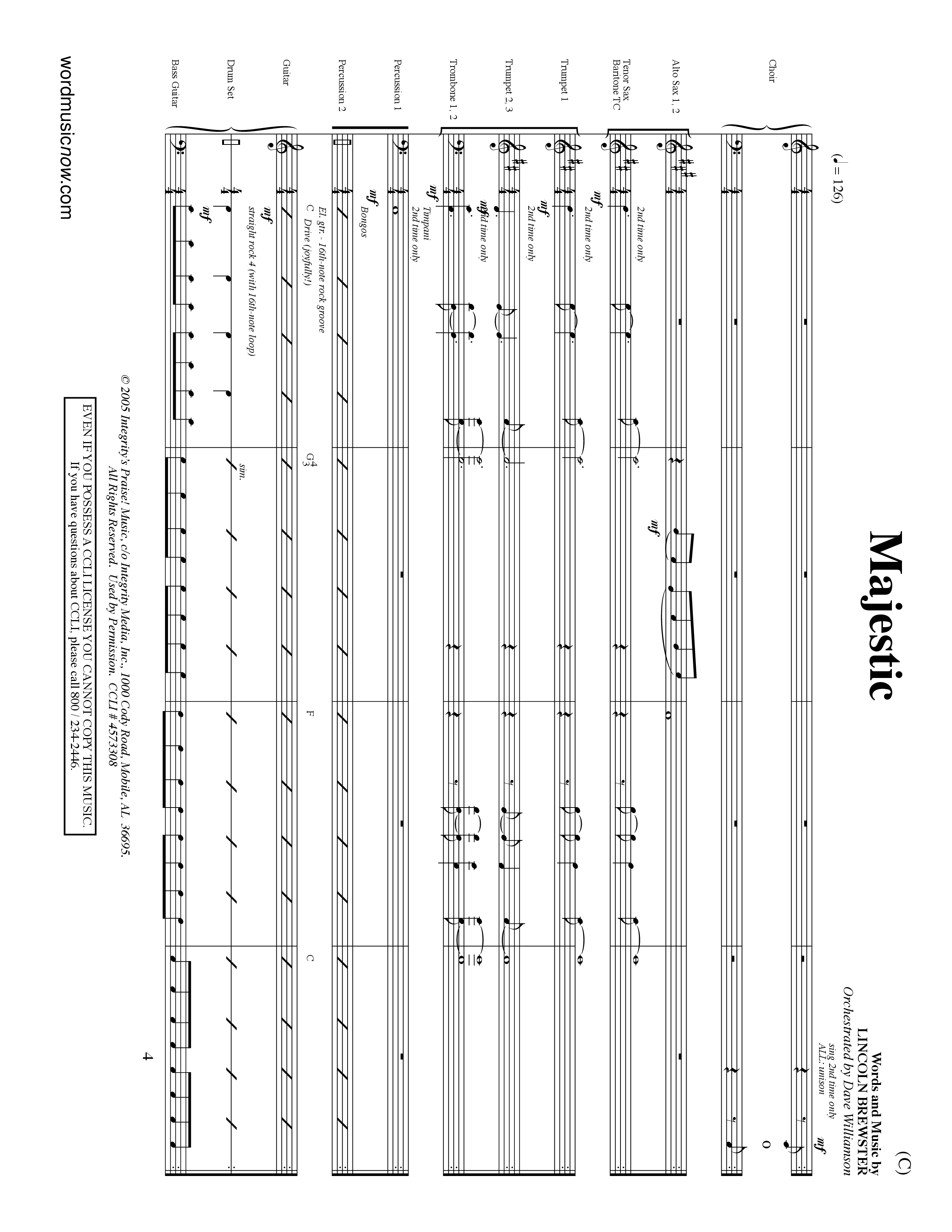 Majestic (Choral Anthem SATB) Conductor's Score (Word Music Choral / Orch. Dave Williamson)