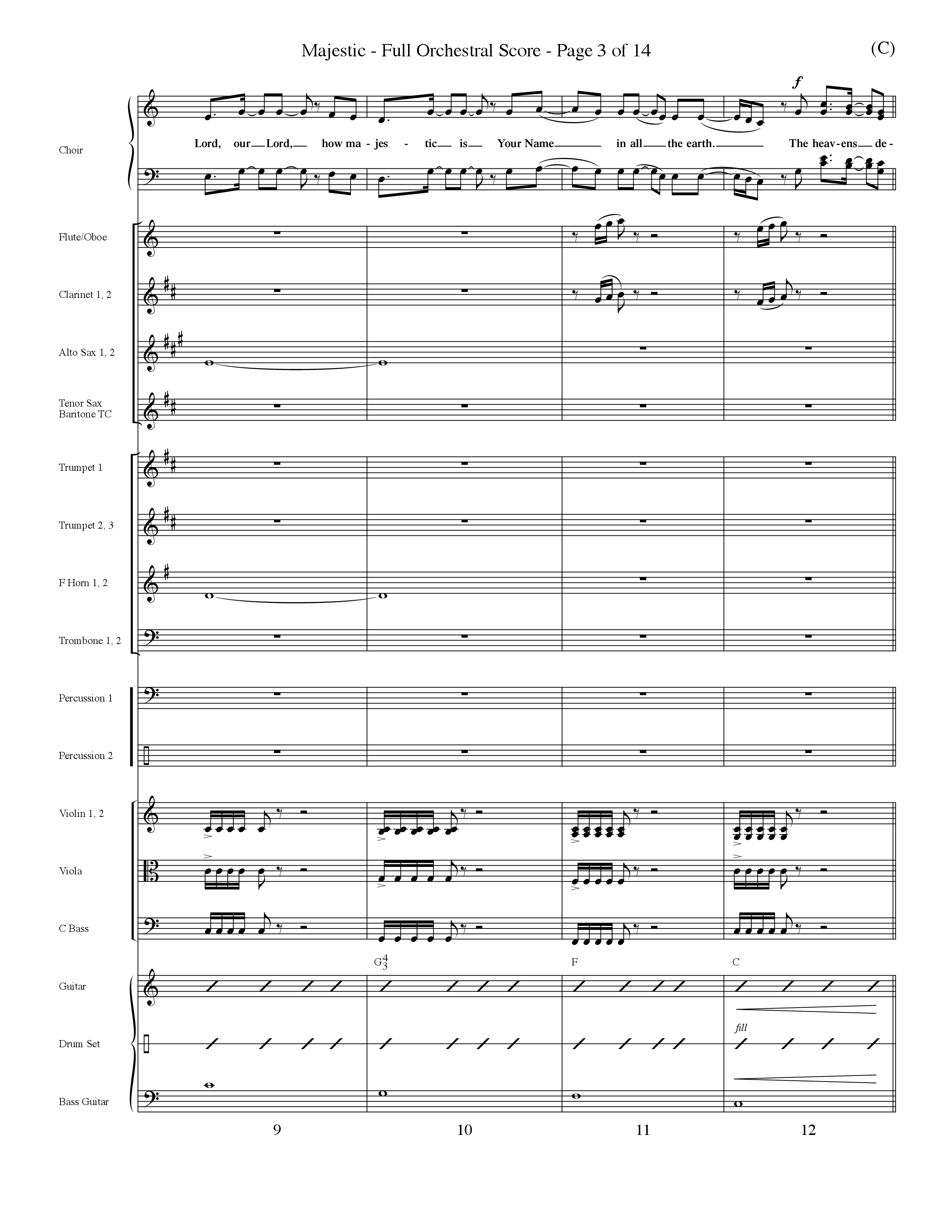 Majestic (Choral Anthem SATB) Orchestration (Word Music Choral / Orch. Dave Williamson)