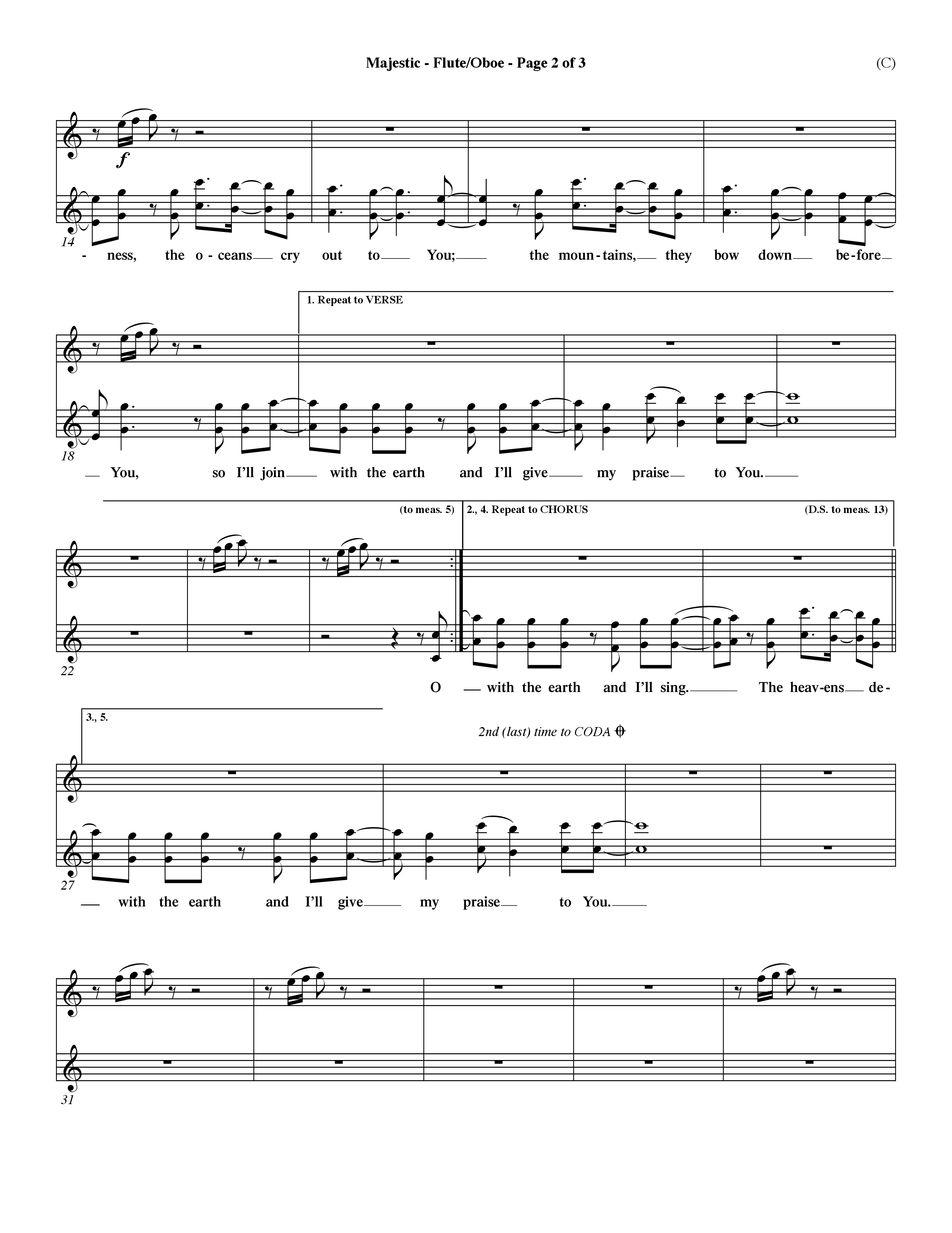 Majestic (Choral Anthem SATB) Flute/Oboe (Word Music Choral / Orch. Dave Williamson)