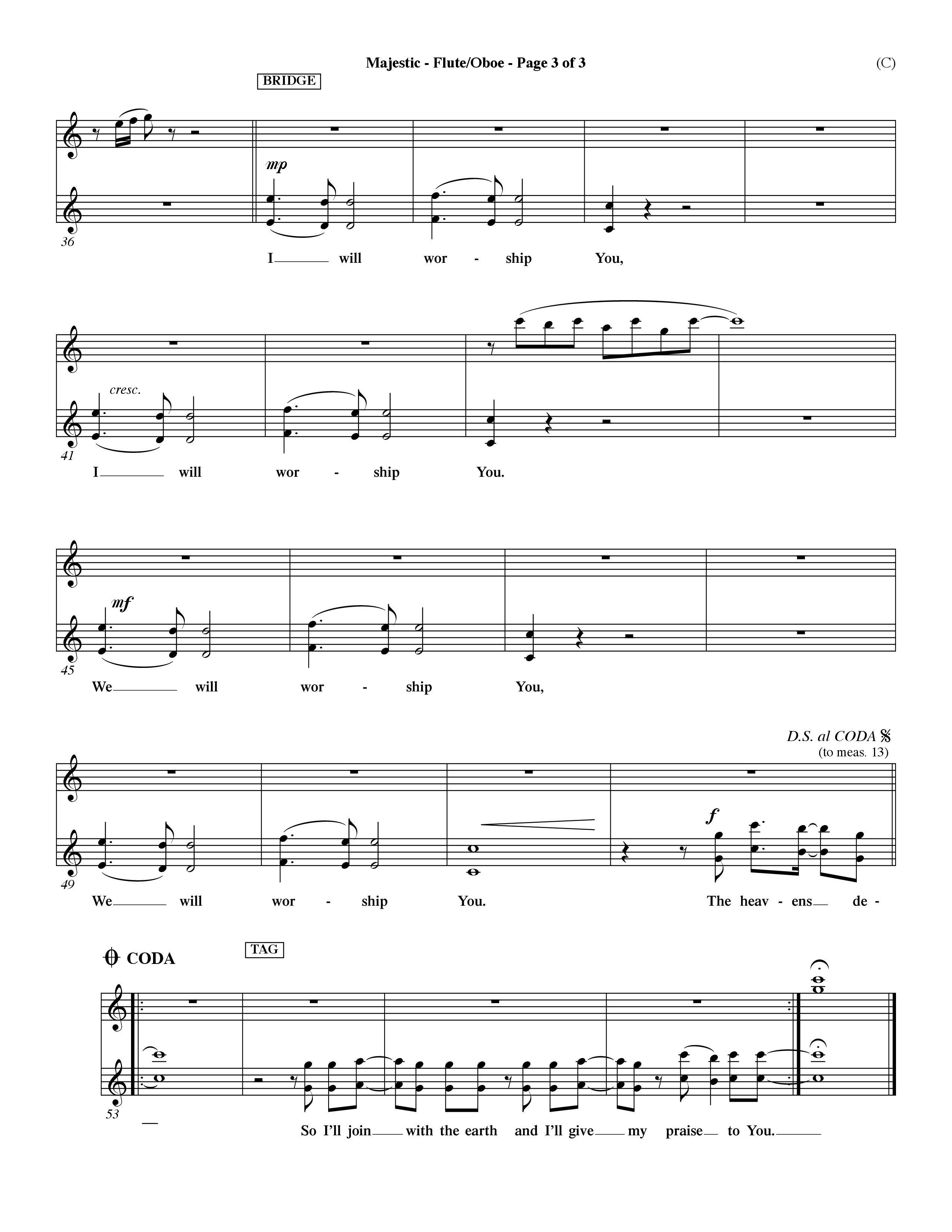 Majestic (Choral Anthem SATB) Flute/Oboe (Word Music Choral / Orch. Dave Williamson)