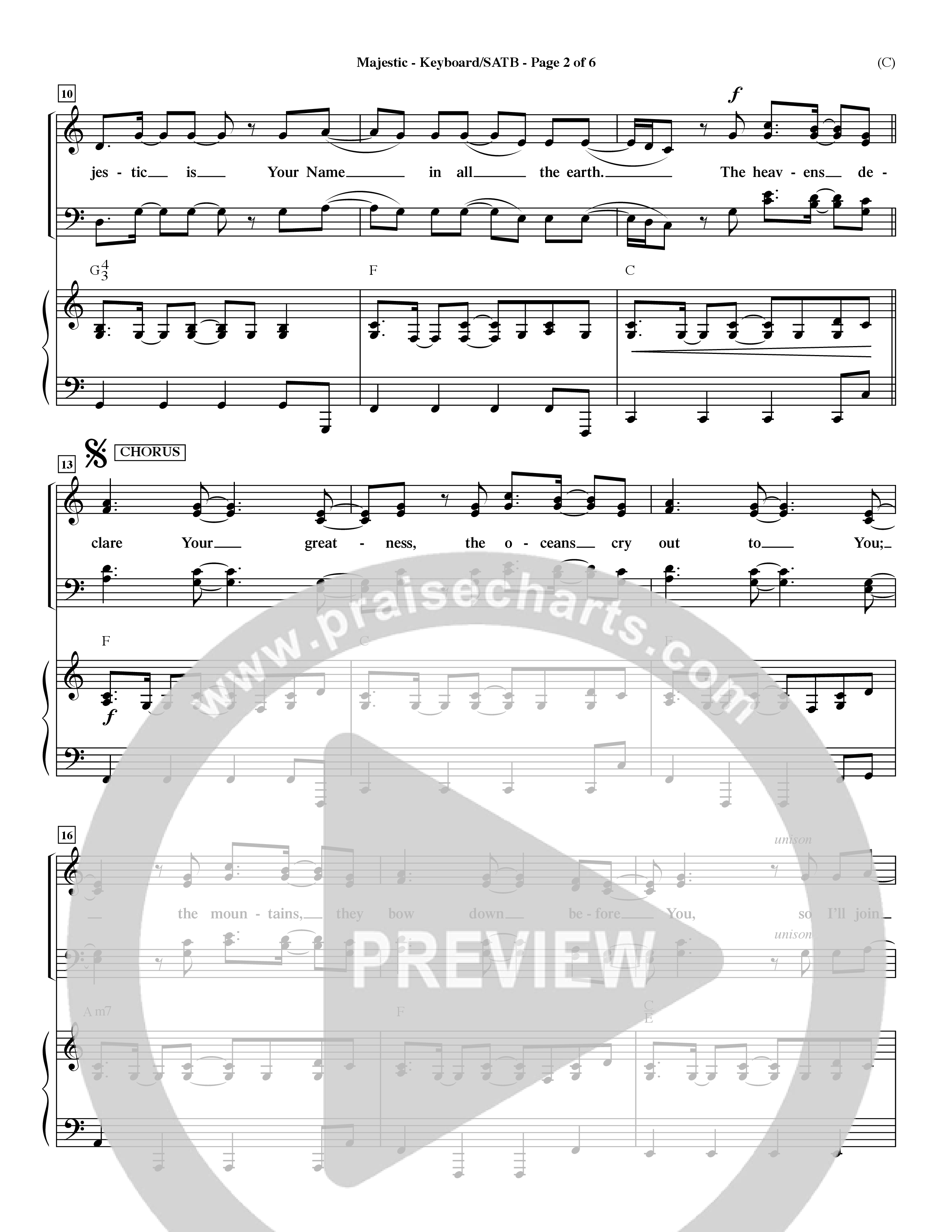 Majestic (Choral Anthem SATB) Piano/Vocal (Melody) (Word Music Choral / Orch. Dave Williamson)
