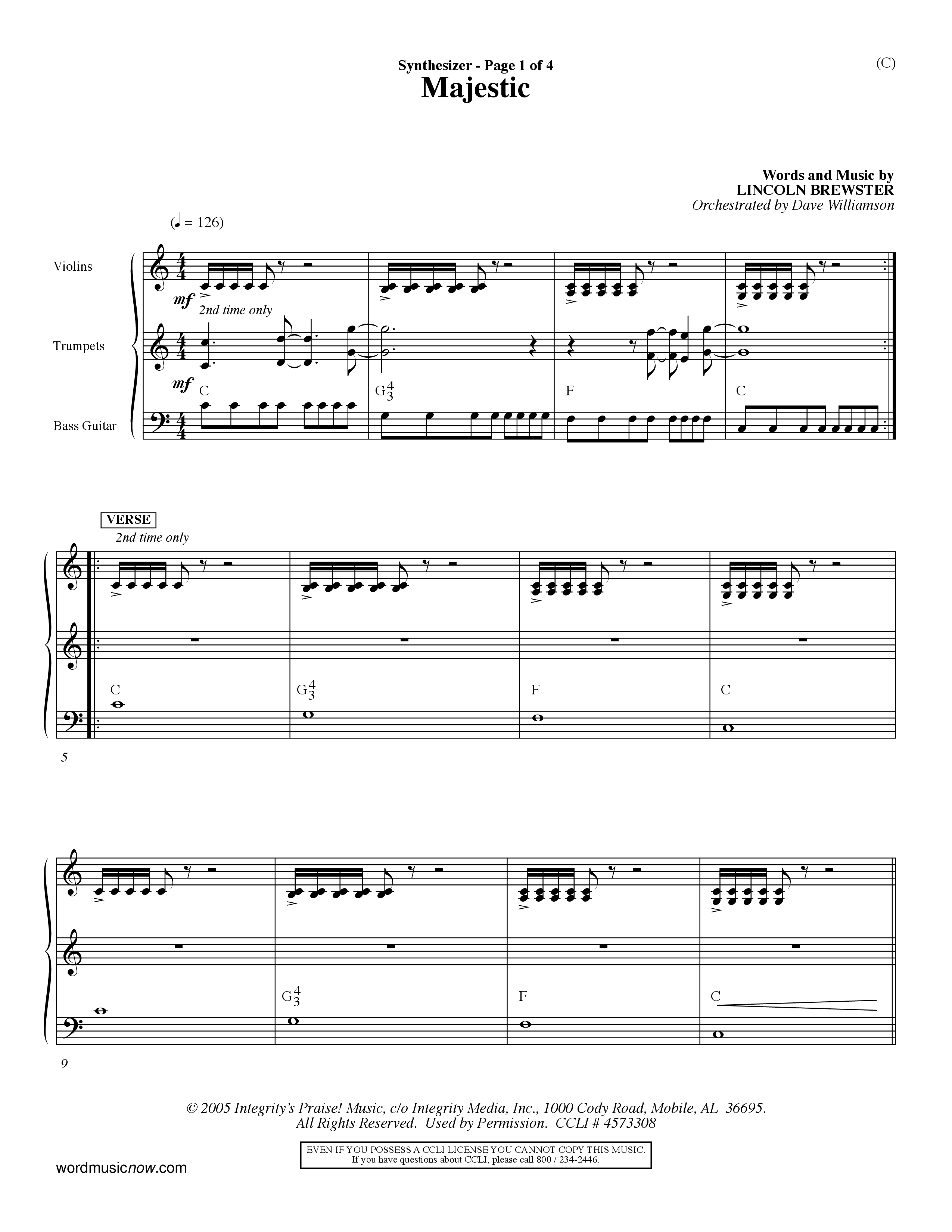 Majestic (Choral Anthem SATB) Synth (Word Music Choral / Orch. Dave Williamson)