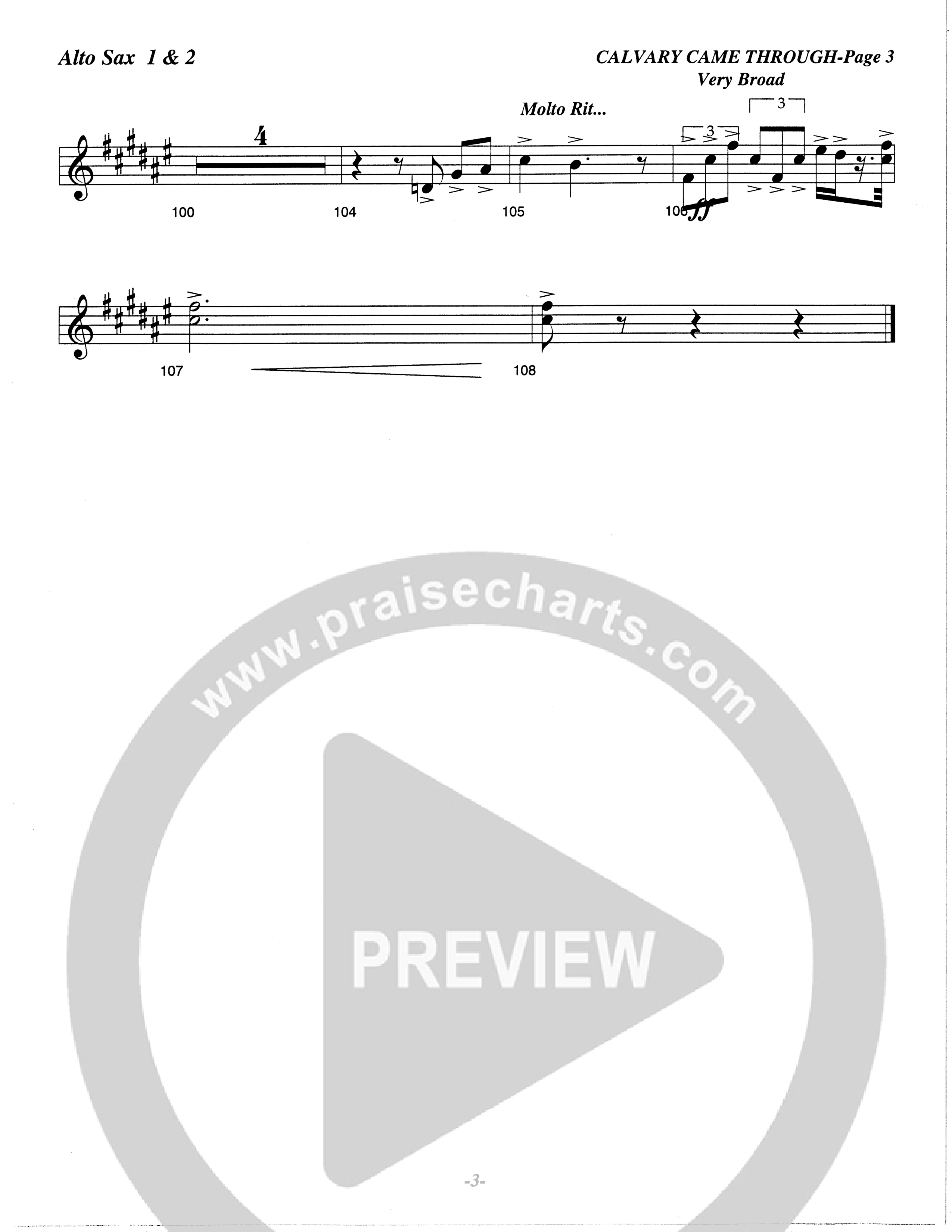 Calvary Came Through (Choral Anthem SATB) Alto Sax (The Brooklyn Tabernacle Choir / Arr. Carol Cymbala)