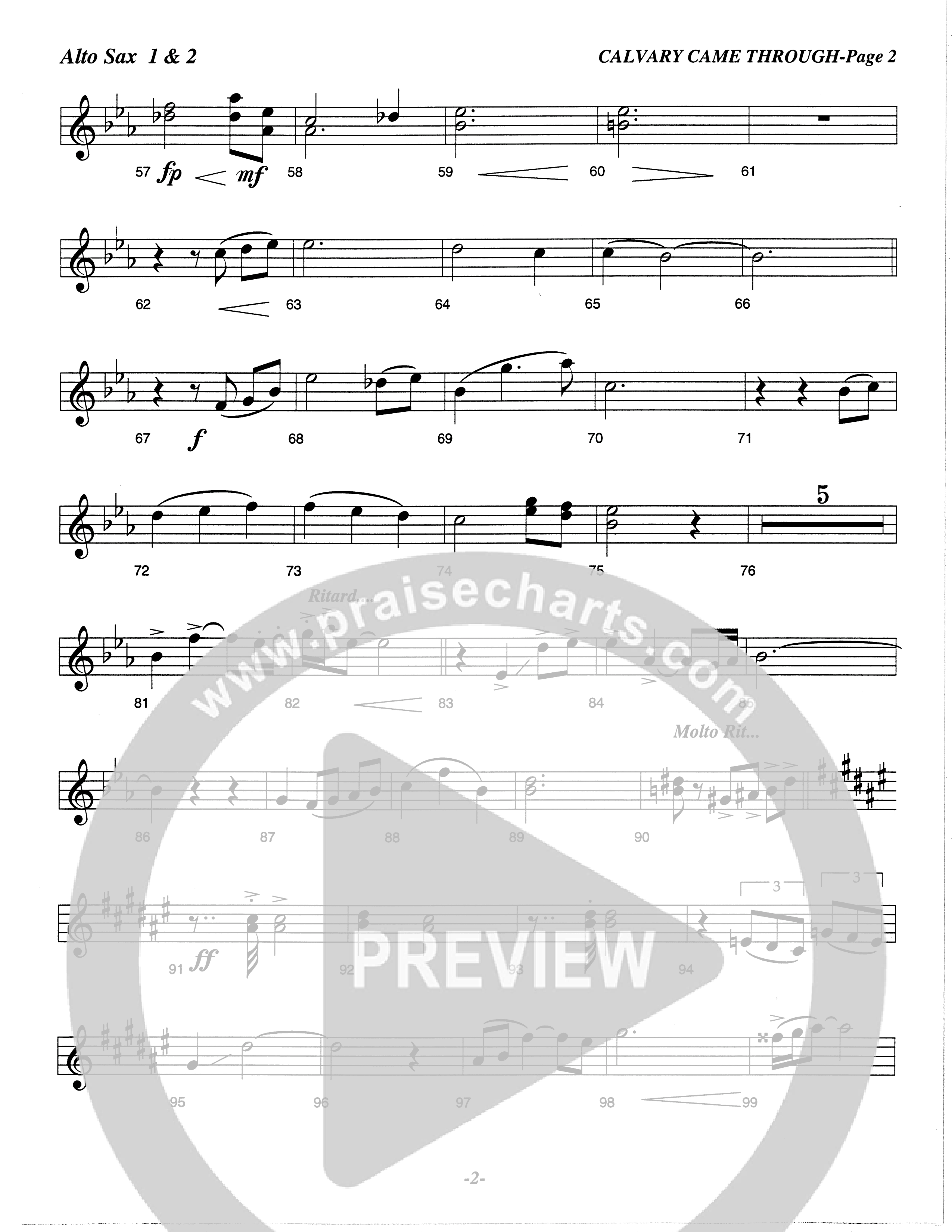 Calvary Came Through (Choral Anthem SATB) Alto Sax (The Brooklyn Tabernacle Choir / Arr. Carol Cymbala)