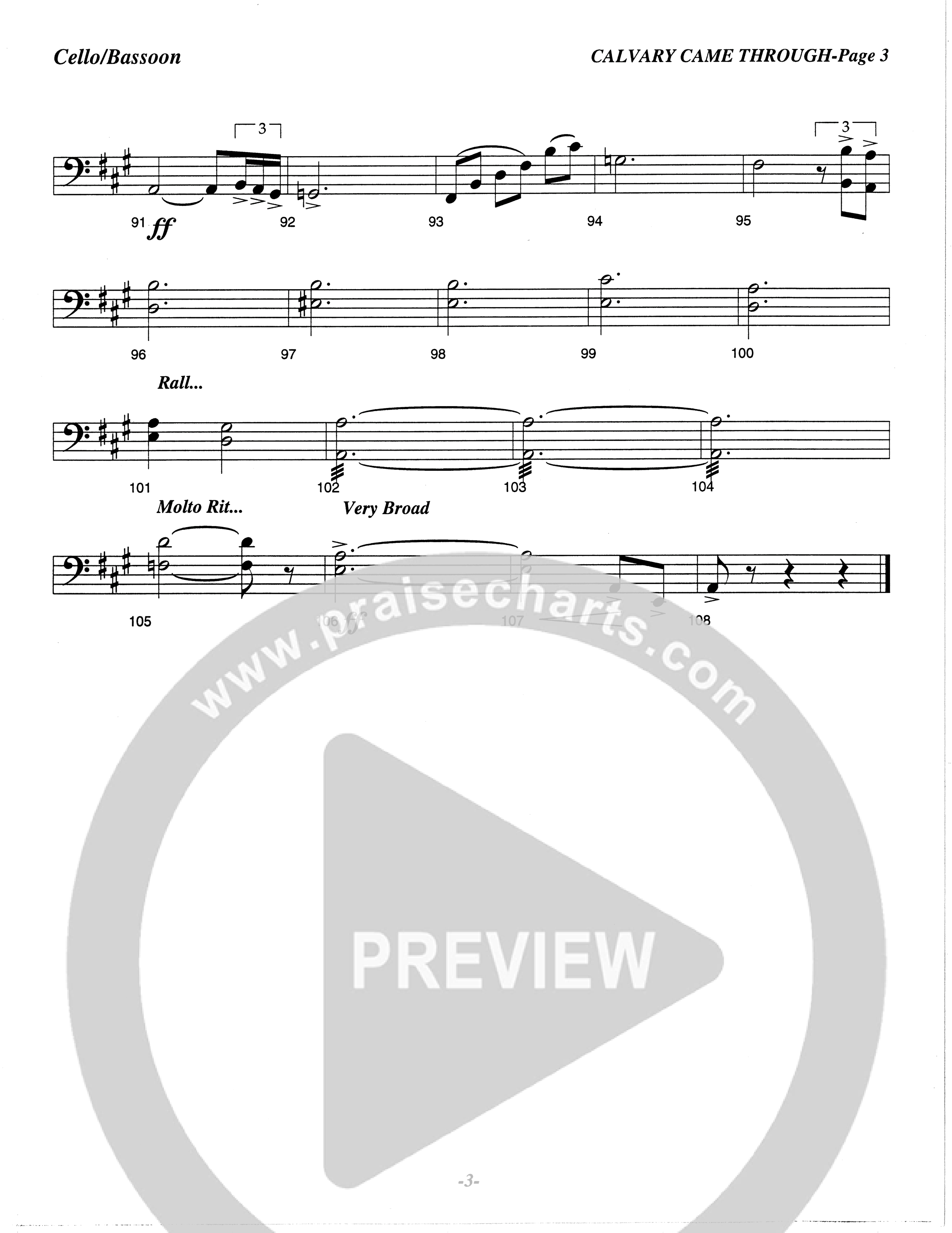 Calvary Came Through (Choral Anthem SATB) Cello (The Brooklyn Tabernacle Choir / Arr. Carol Cymbala)