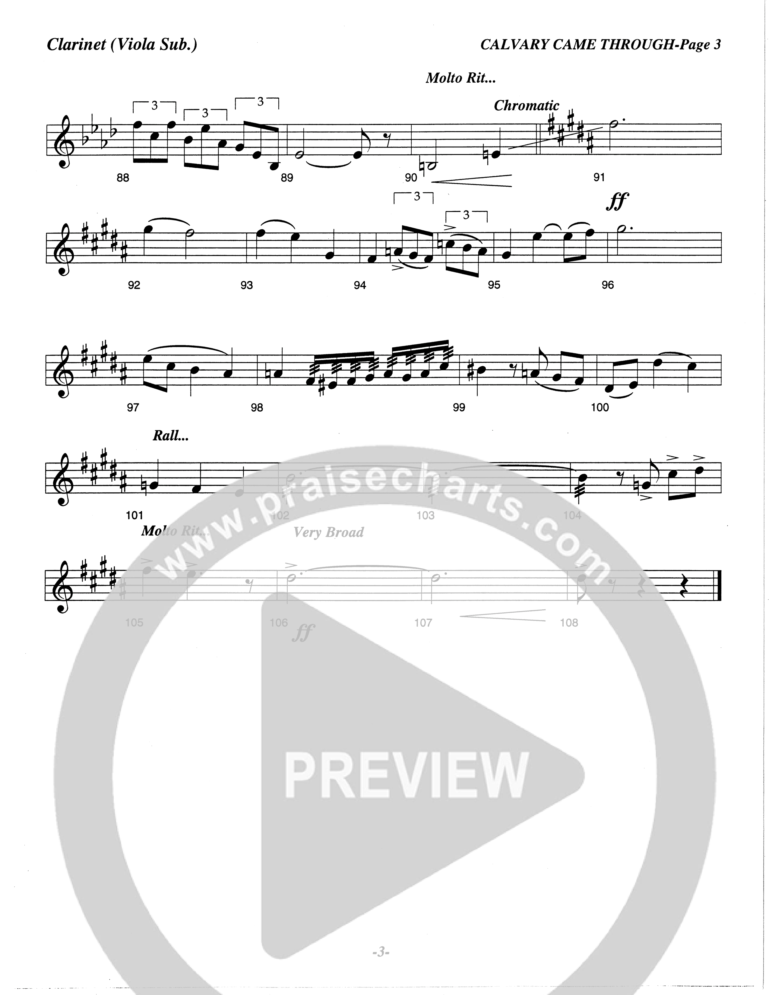 Calvary Came Through (Choral Anthem SATB) Clarinet (The Brooklyn Tabernacle Choir / Arr. Carol Cymbala)