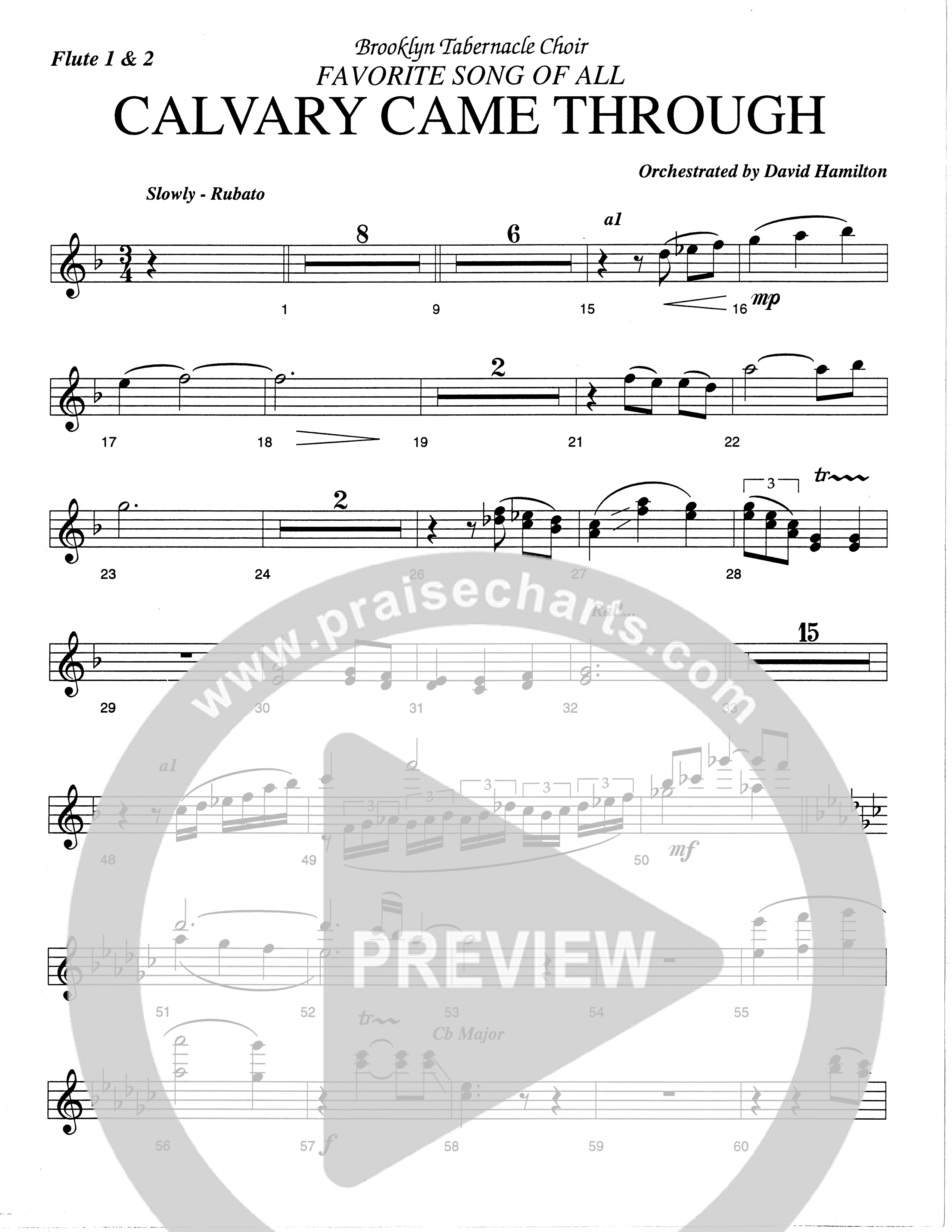 Calvary Came Through (Choral Anthem SATB) Flute 1/2 (The Brooklyn Tabernacle Choir / Arr. Carol Cymbala)