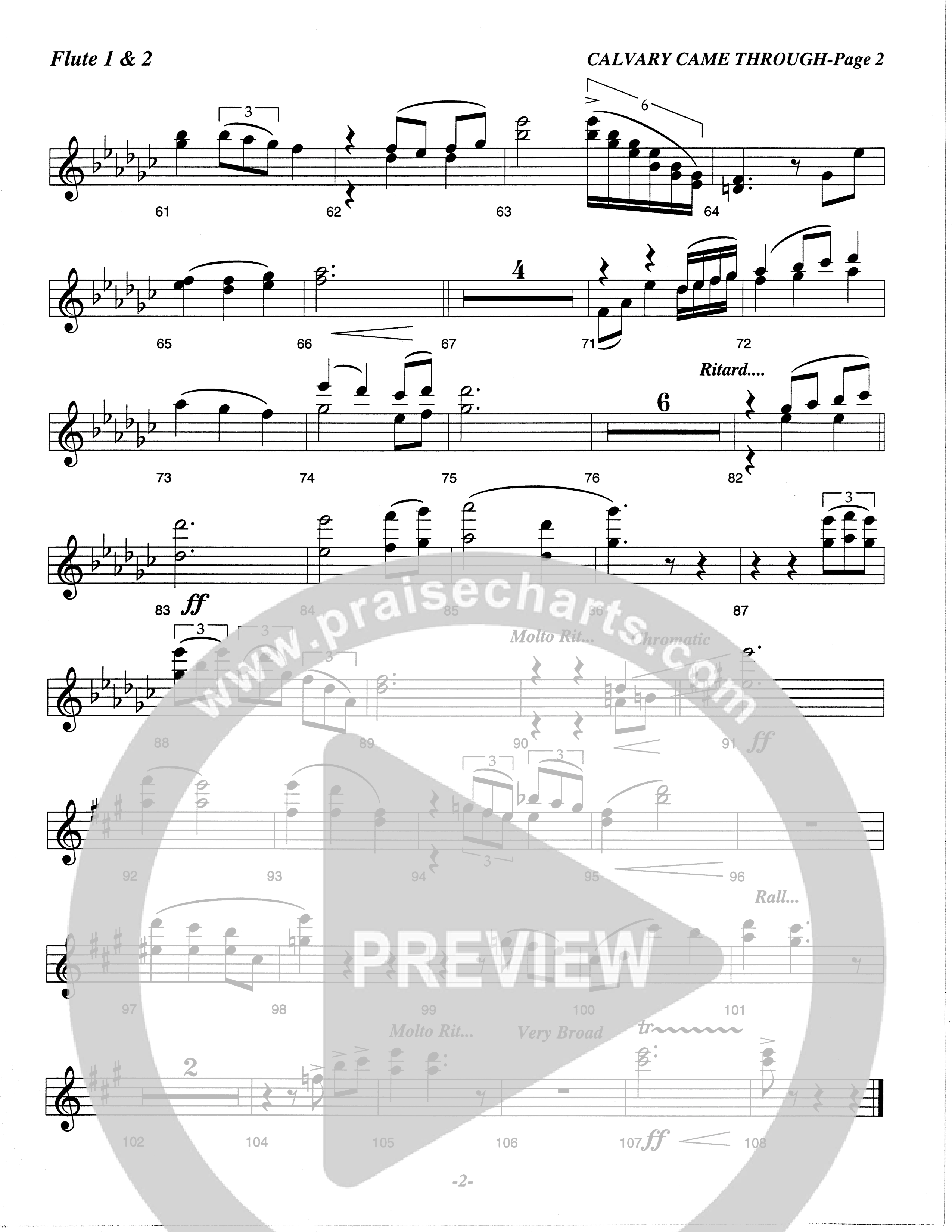 Calvary Came Through (Choral Anthem SATB) Flute 1/2 (The Brooklyn Tabernacle Choir / Arr. Carol Cymbala)