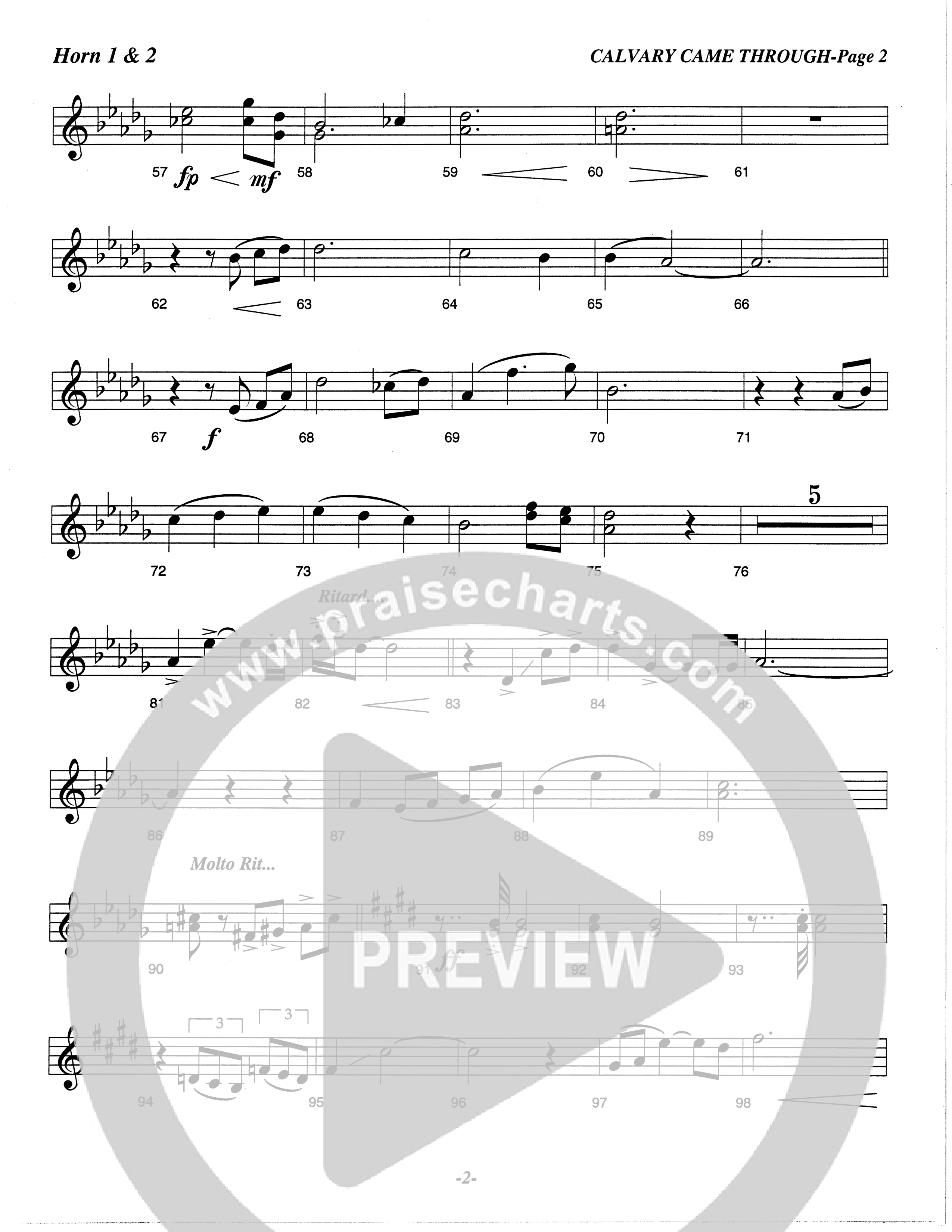 Calvary Came Through (Choral Anthem SATB) French Horn 1/2 (The Brooklyn Tabernacle Choir / Arr. Carol Cymbala)