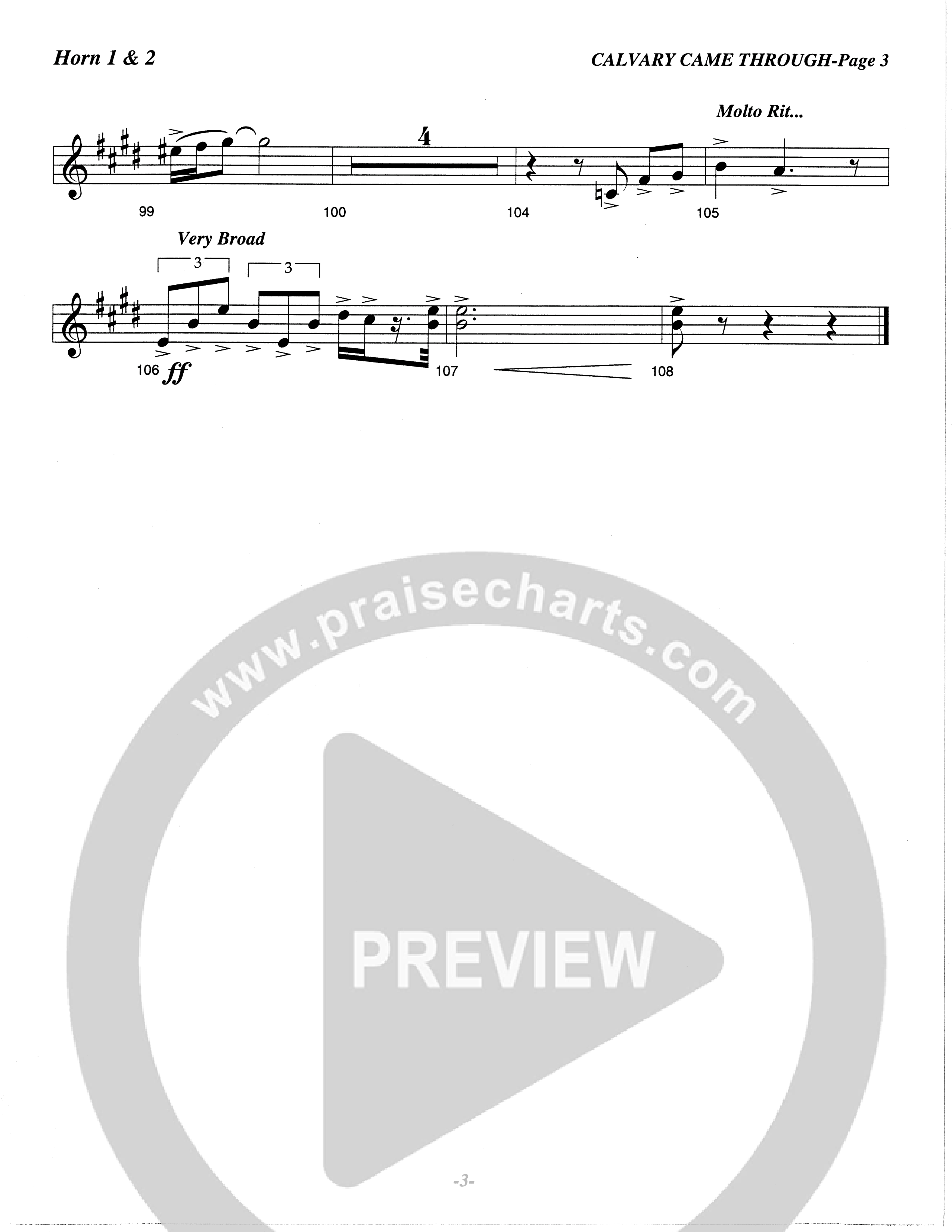 Calvary Came Through (Choral Anthem SATB) French Horn 1/2 (The Brooklyn Tabernacle Choir / Arr. Carol Cymbala)