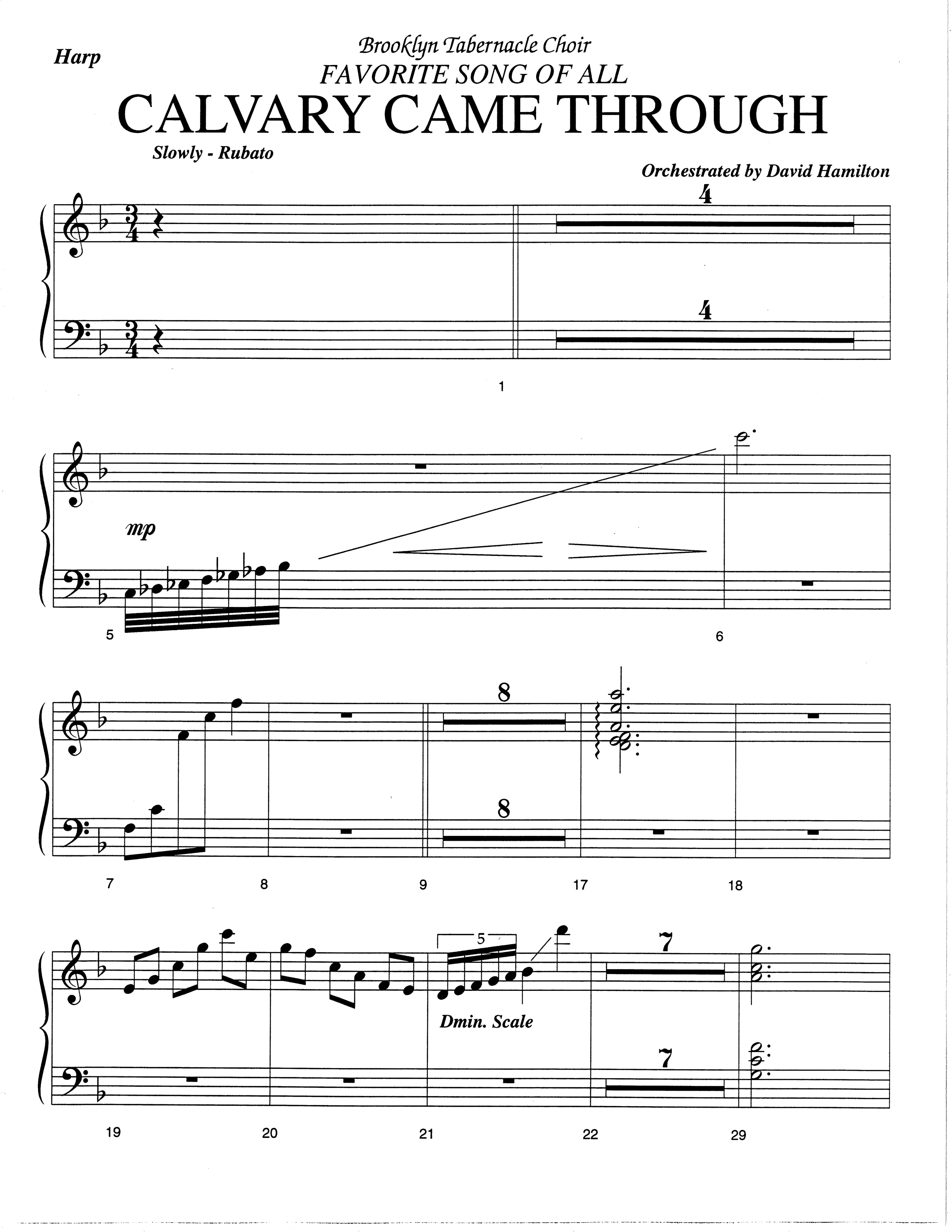 Calvary Came Through (Choral Anthem SATB) Harp (The Brooklyn Tabernacle Choir / Arr. Carol Cymbala)