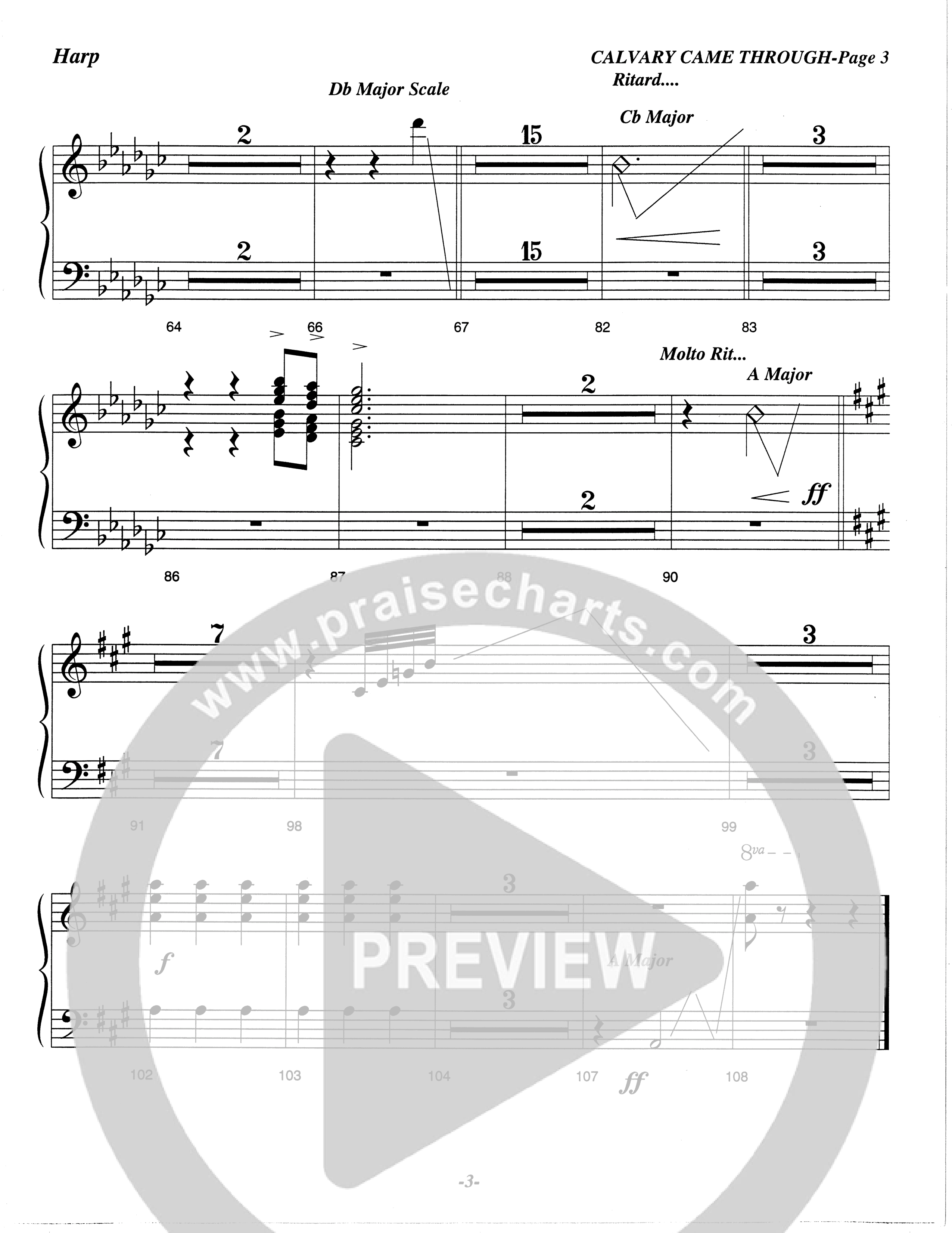 Calvary Came Through (Choral Anthem SATB) Harp (The Brooklyn Tabernacle Choir / Arr. Carol Cymbala)