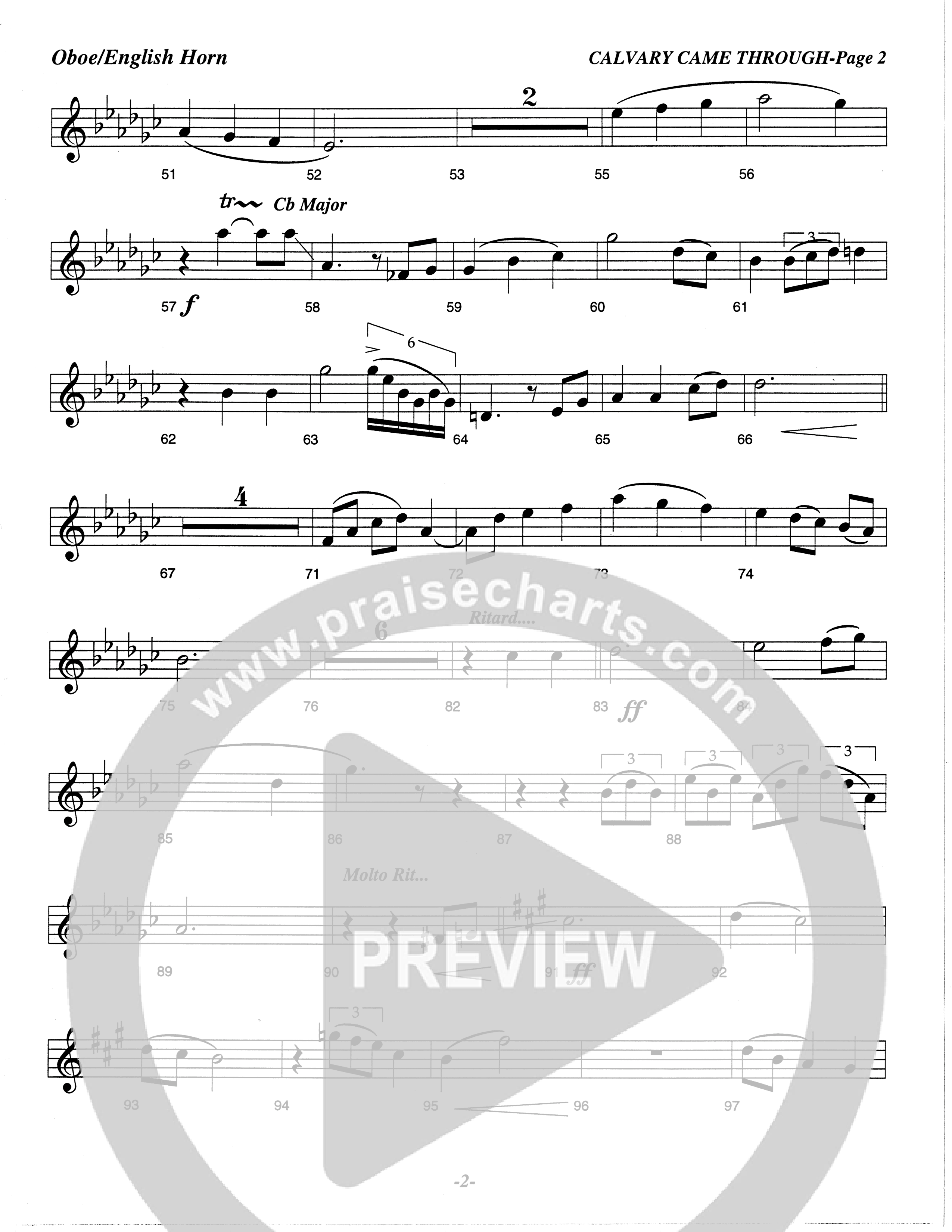 Calvary Came Through (Choral Anthem SATB) Oboe (The Brooklyn Tabernacle Choir / Arr. Carol Cymbala)