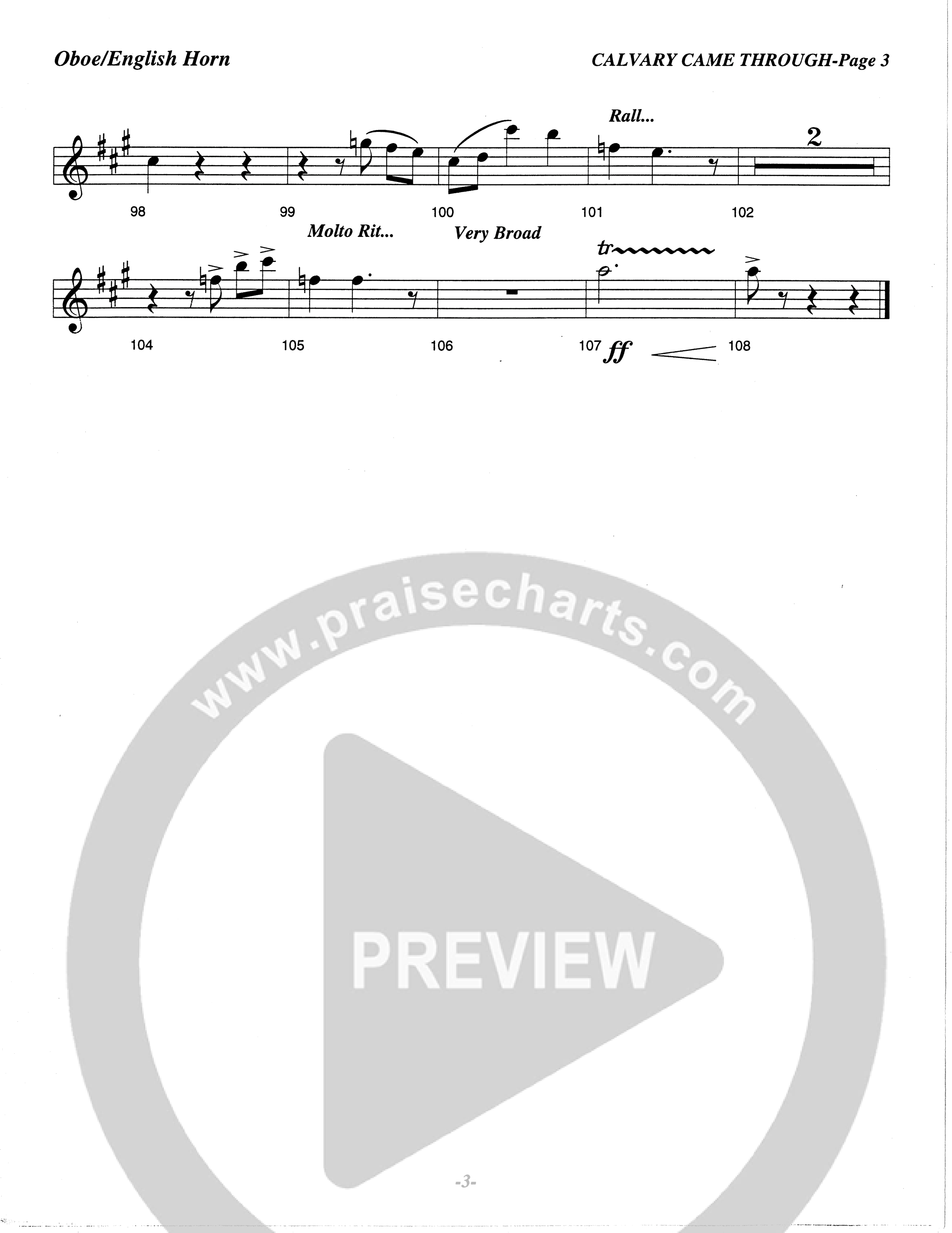 Calvary Came Through (Choral Anthem SATB) Oboe (The Brooklyn Tabernacle Choir / Arr. Carol Cymbala)