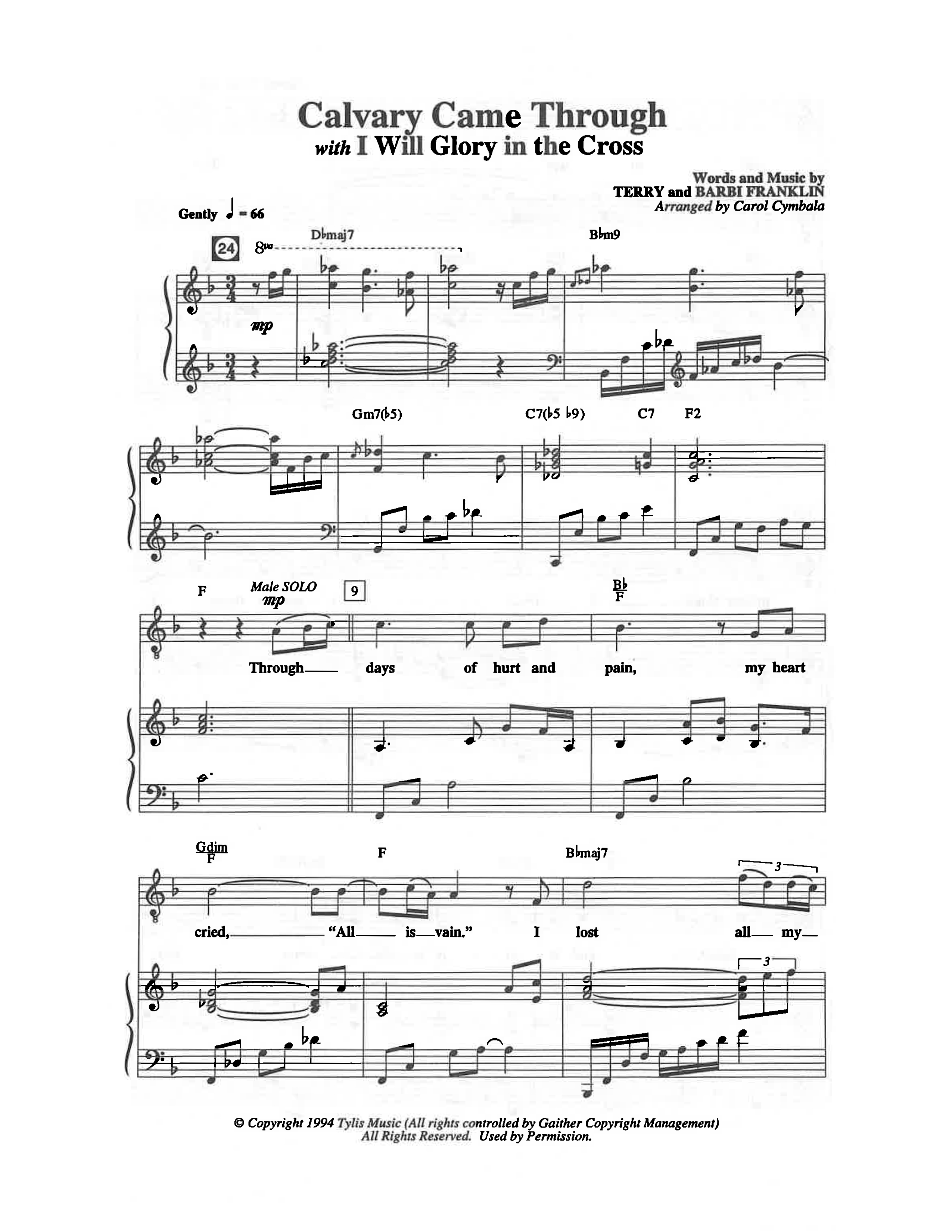 Calvary Came Through (Choral Anthem SATB) Octavo (SATB & Pno) (The Brooklyn Tabernacle Choir / Arr. Carol Cymbala)