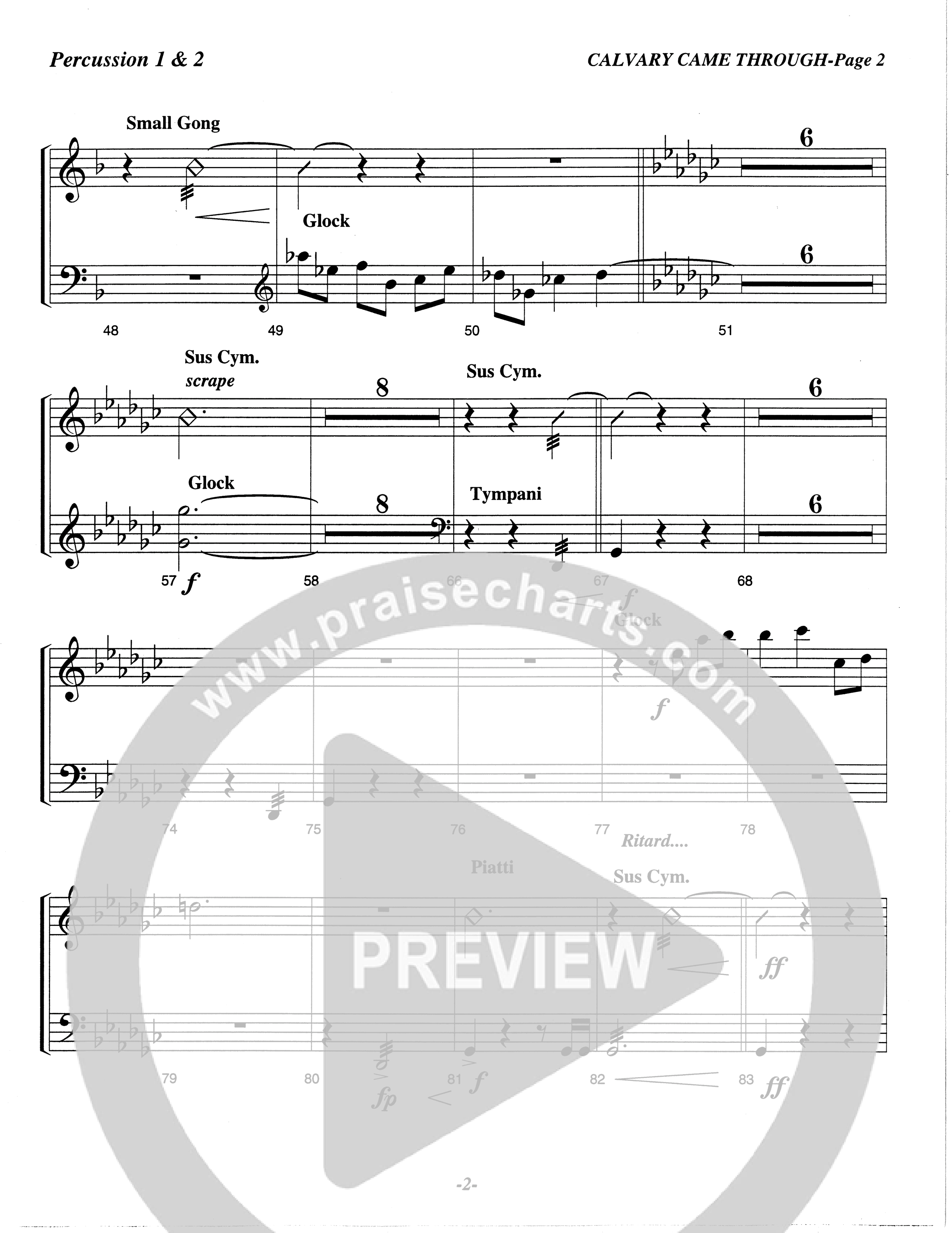 Calvary Came Through (Choral Anthem SATB) Percussion 1/2 (The Brooklyn Tabernacle Choir / Arr. Carol Cymbala)