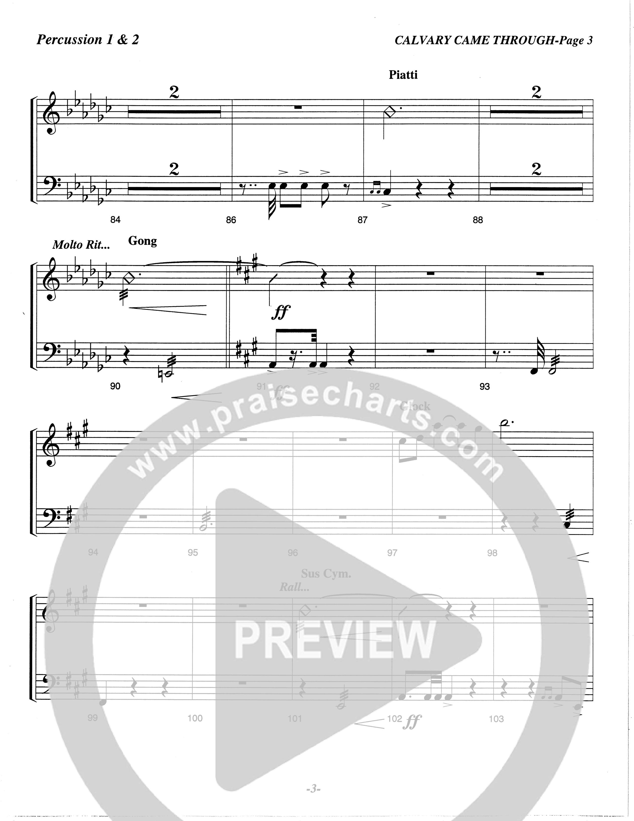 Calvary Came Through (Choral Anthem SATB) Percussion 1/2 (The Brooklyn Tabernacle Choir / Arr. Carol Cymbala)
