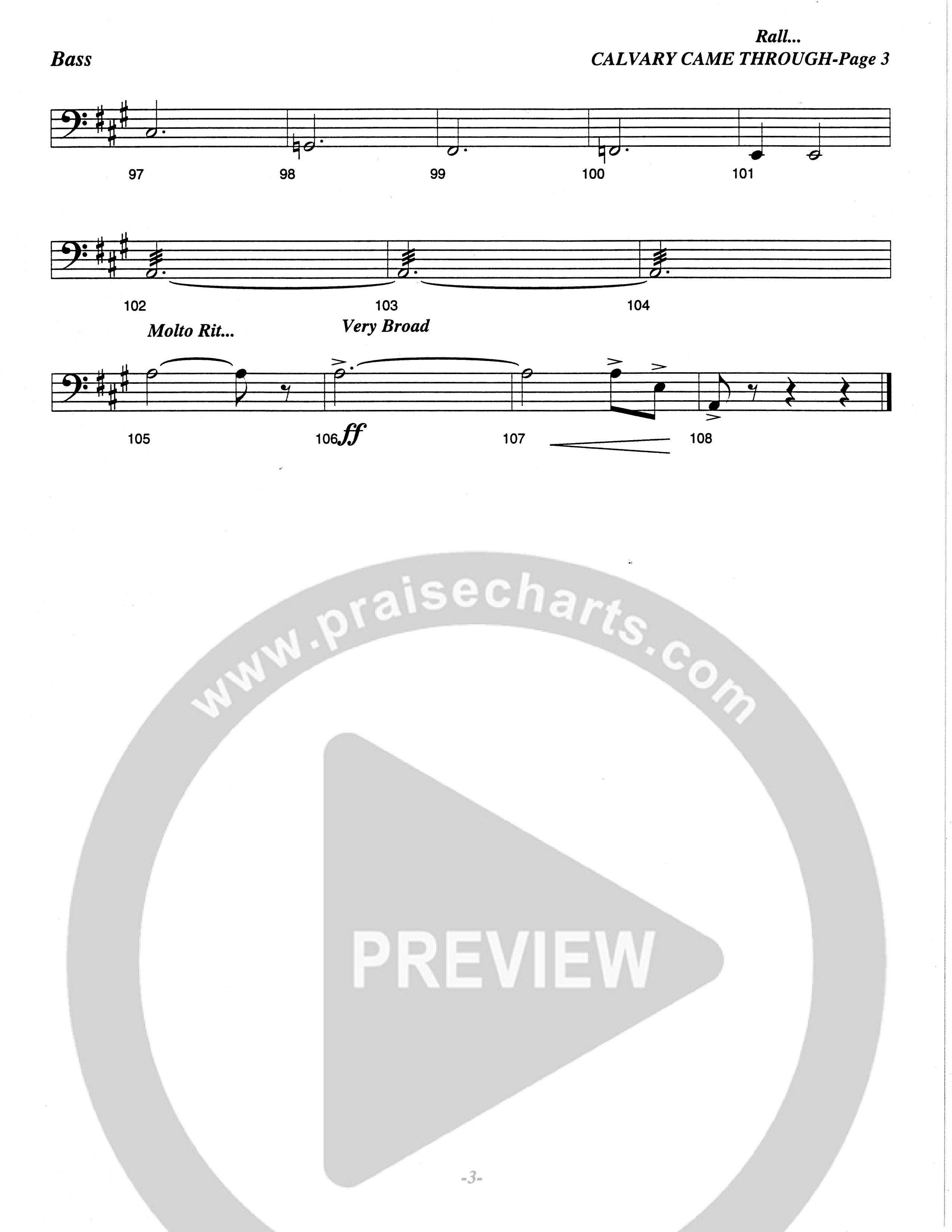 Calvary Came Through (Choral Anthem SATB) String Bass (The Brooklyn Tabernacle Choir / Arr. Carol Cymbala)