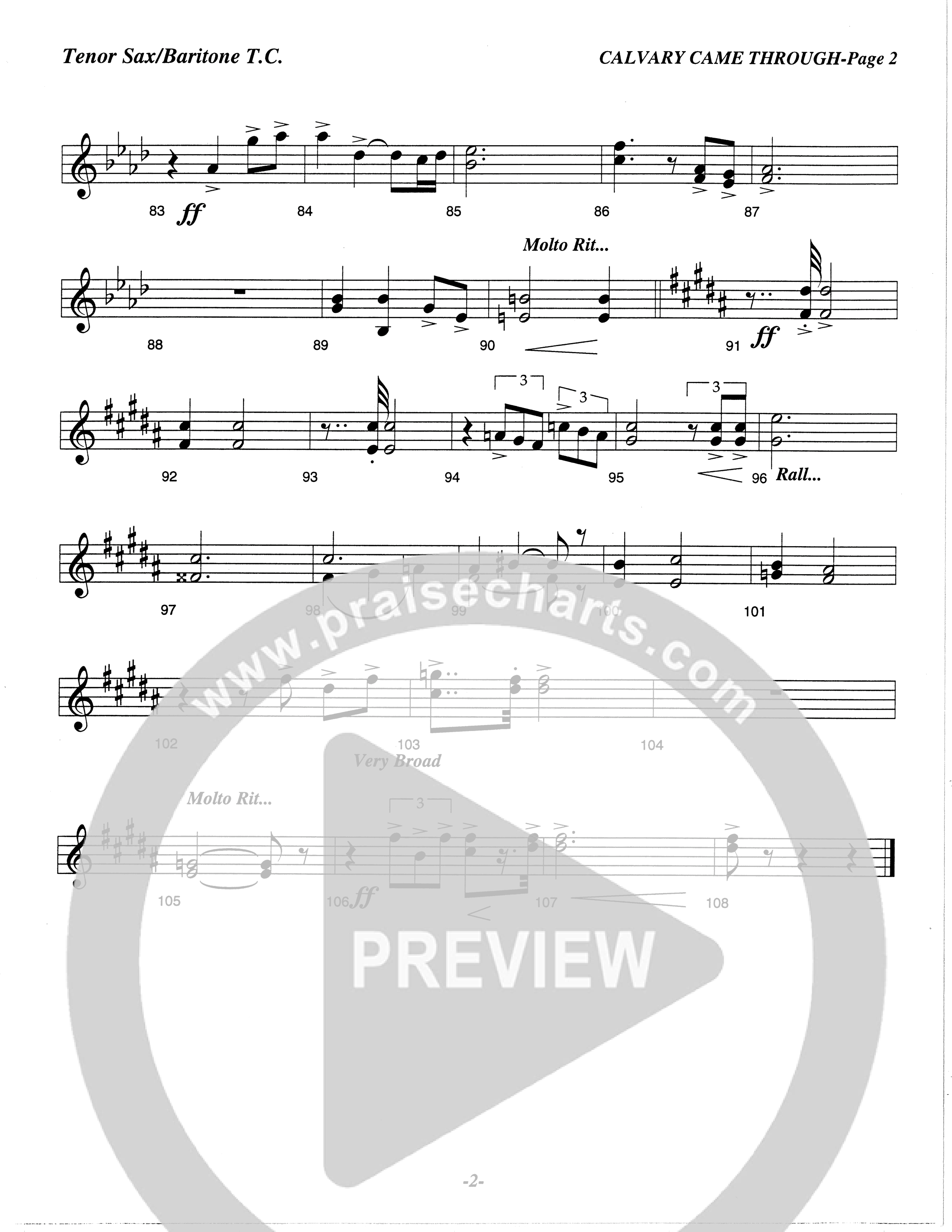 Calvary Came Through (Choral Anthem SATB) Tenor Sax/Baritone T.C. (The Brooklyn Tabernacle Choir / Arr. Carol Cymbala)