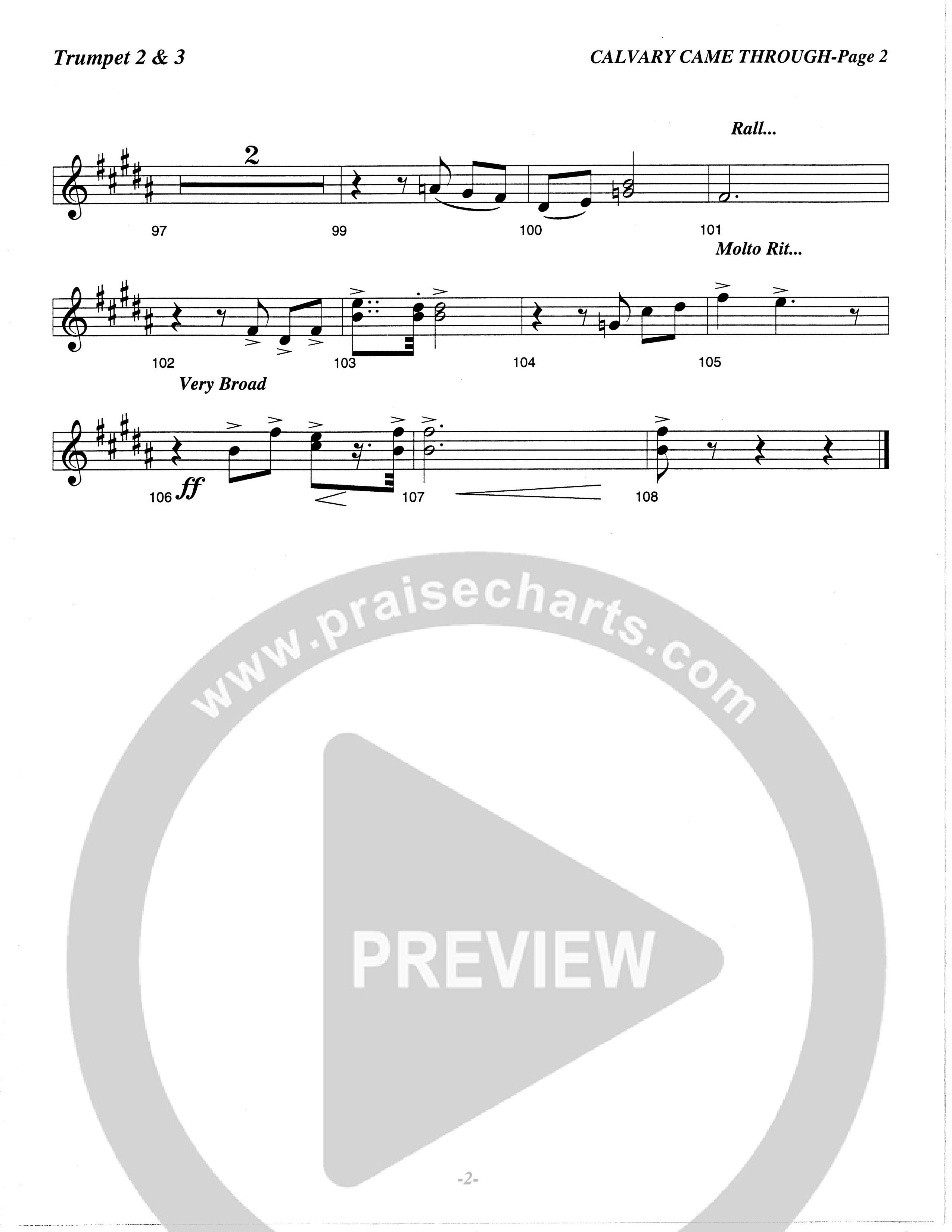 Calvary Came Through (Choral Anthem SATB) Trumpet 2/3 (The Brooklyn Tabernacle Choir / Arr. Carol Cymbala)