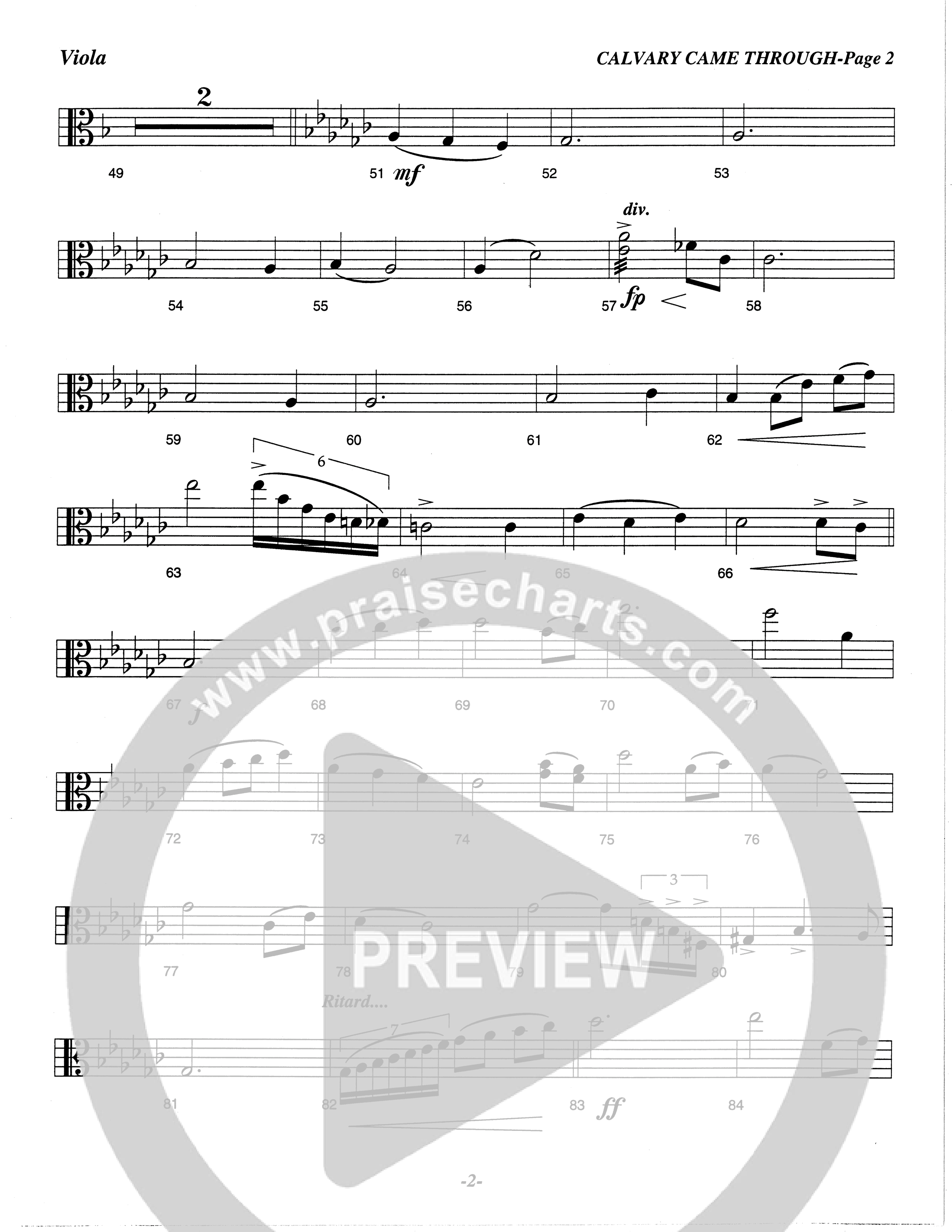 Calvary Came Through (Choral Anthem SATB) Viola (The Brooklyn Tabernacle Choir / Arr. Carol Cymbala)