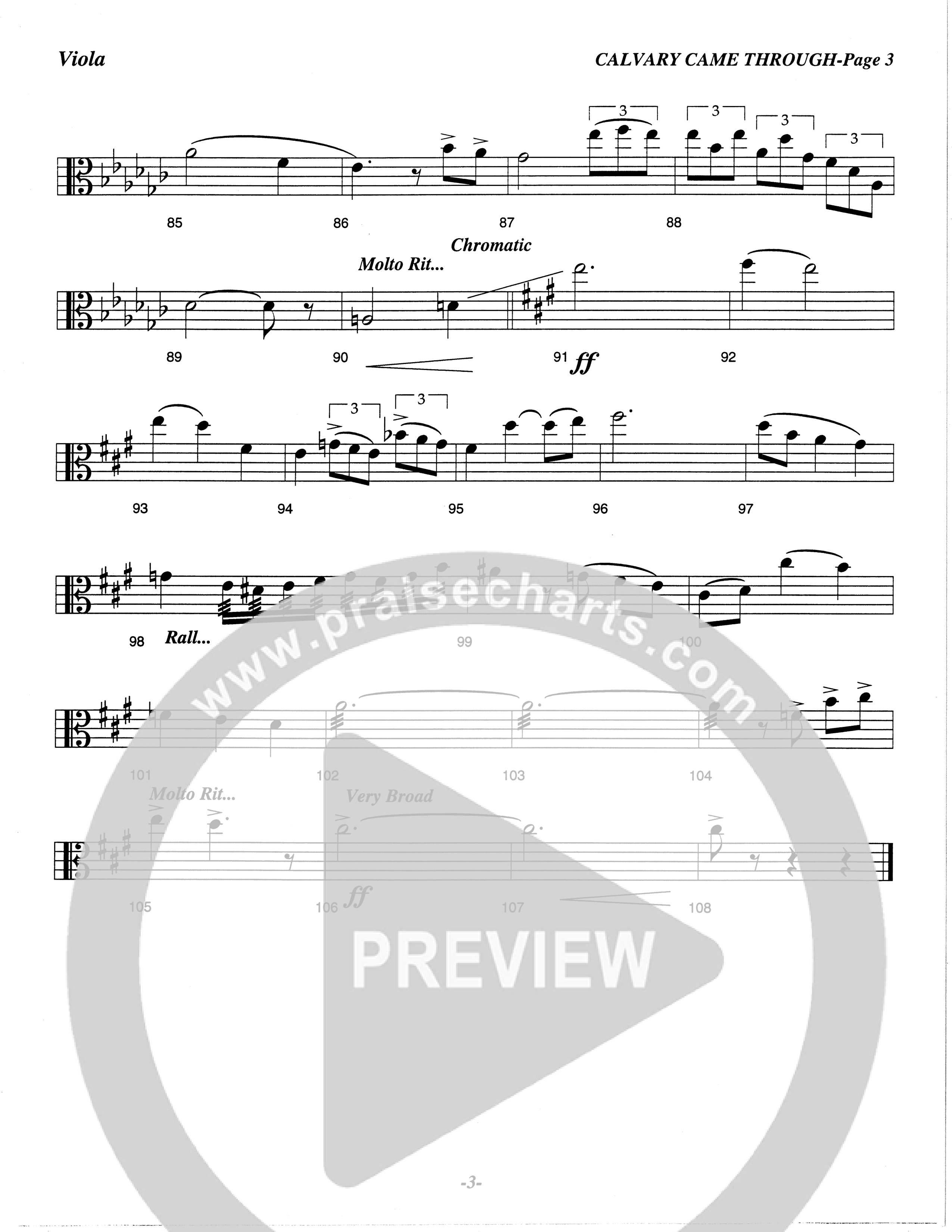 Calvary Came Through (Choral Anthem SATB) Viola (The Brooklyn Tabernacle Choir / Arr. Carol Cymbala)