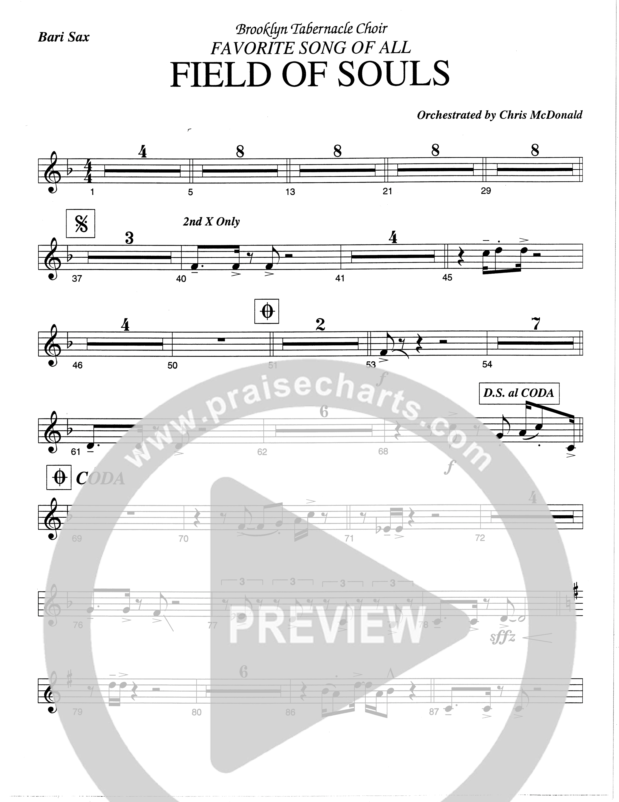 Field Of Souls (Choral Anthem SATB) Bari Sax (The Brooklyn Tabernacle Choir / Arr. Carol Cymbala / Orch. Christ McDonald)