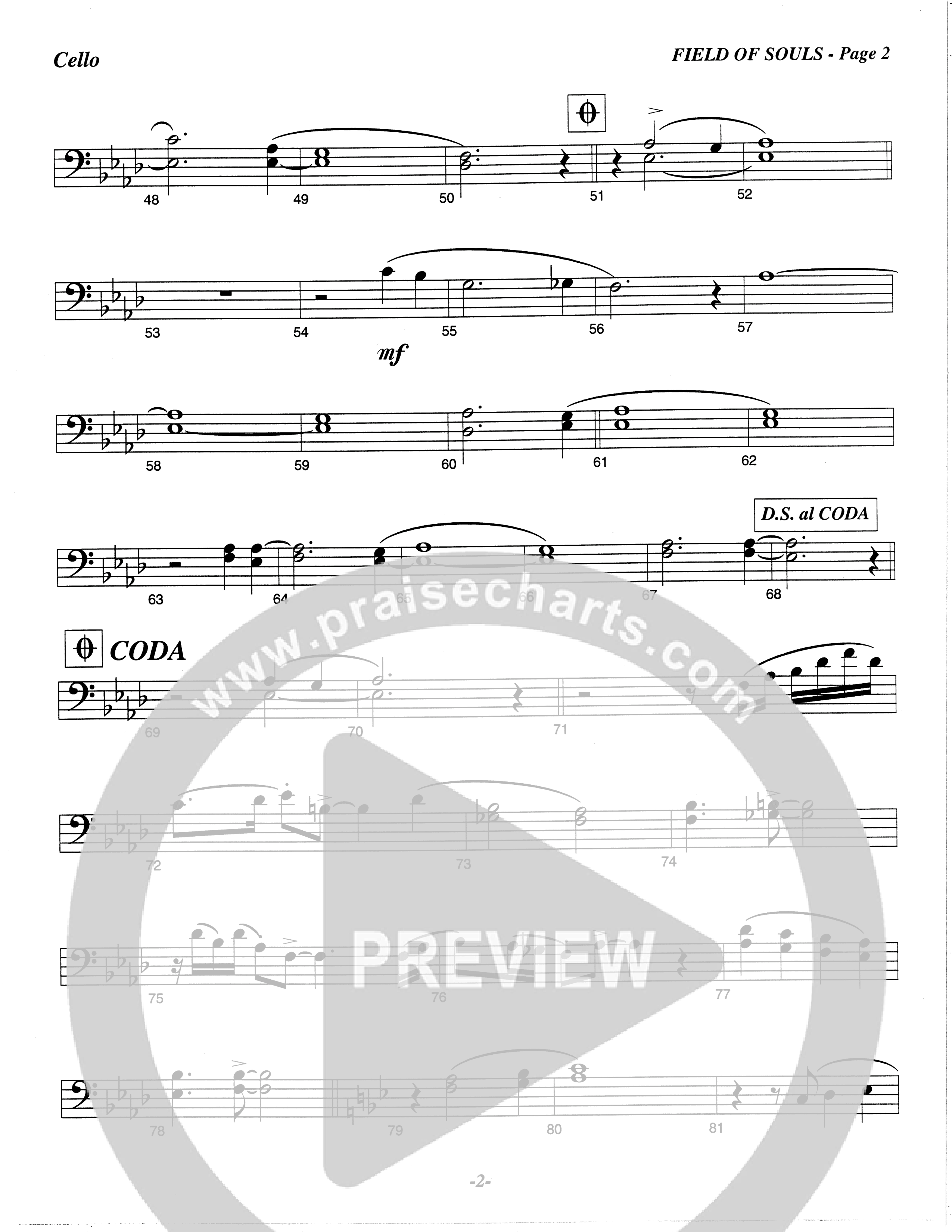 Field Of Souls (Choral Anthem SATB) Cello (The Brooklyn Tabernacle Choir / Arr. Carol Cymbala / Orch. Christ McDonald)