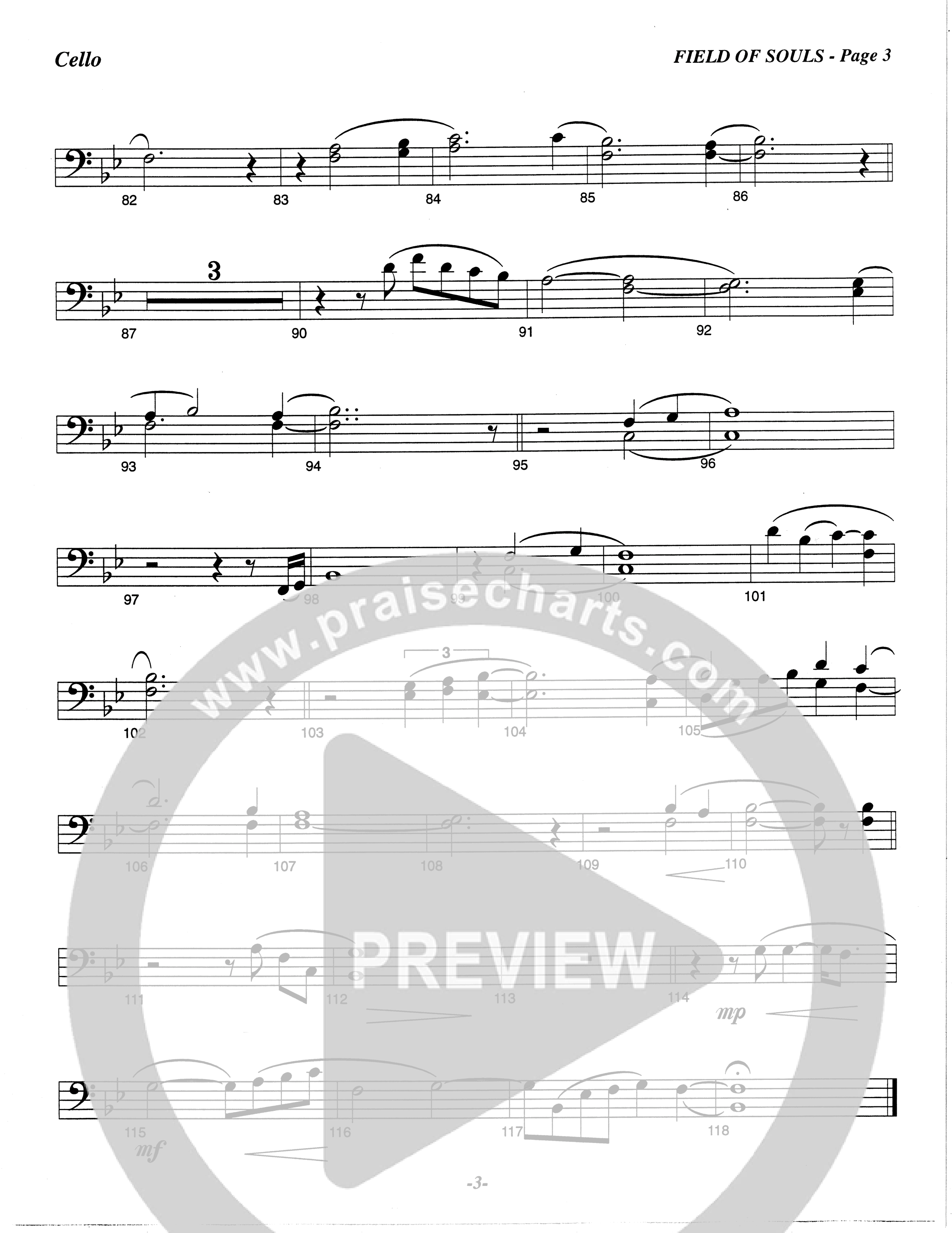 Field Of Souls (Choral Anthem SATB) Cello (The Brooklyn Tabernacle Choir / Arr. Carol Cymbala / Orch. Christ McDonald)