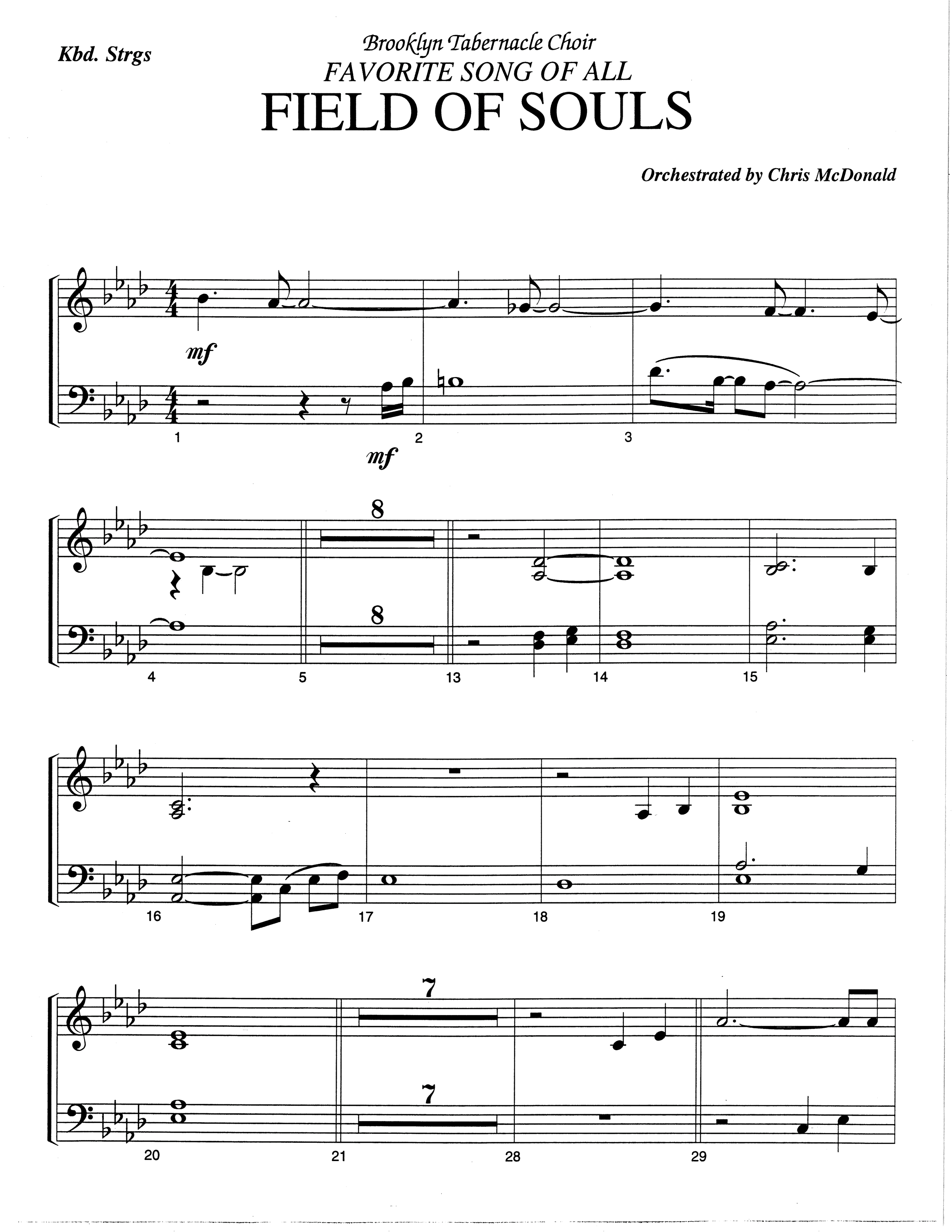Field Of Souls (Choral Anthem SATB) String Reduction (The Brooklyn Tabernacle Choir / Arr. Carol Cymbala / Orch. Christ McDonald)